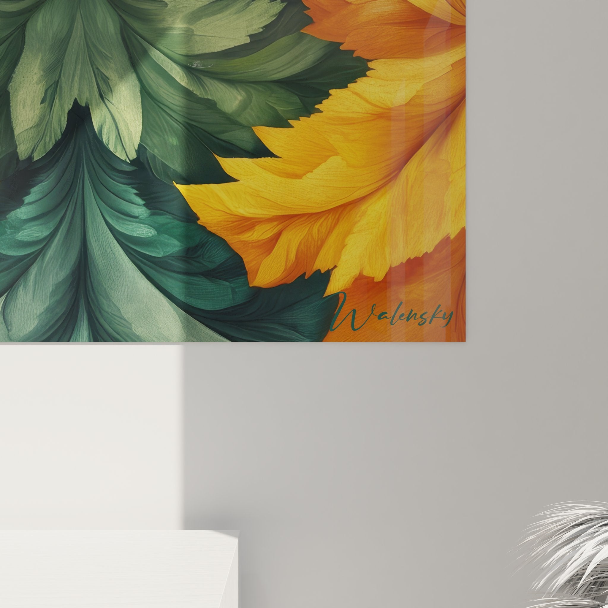 Vue ensemble tableau mural fractale kaléidoscope floral mandala décoration moderne