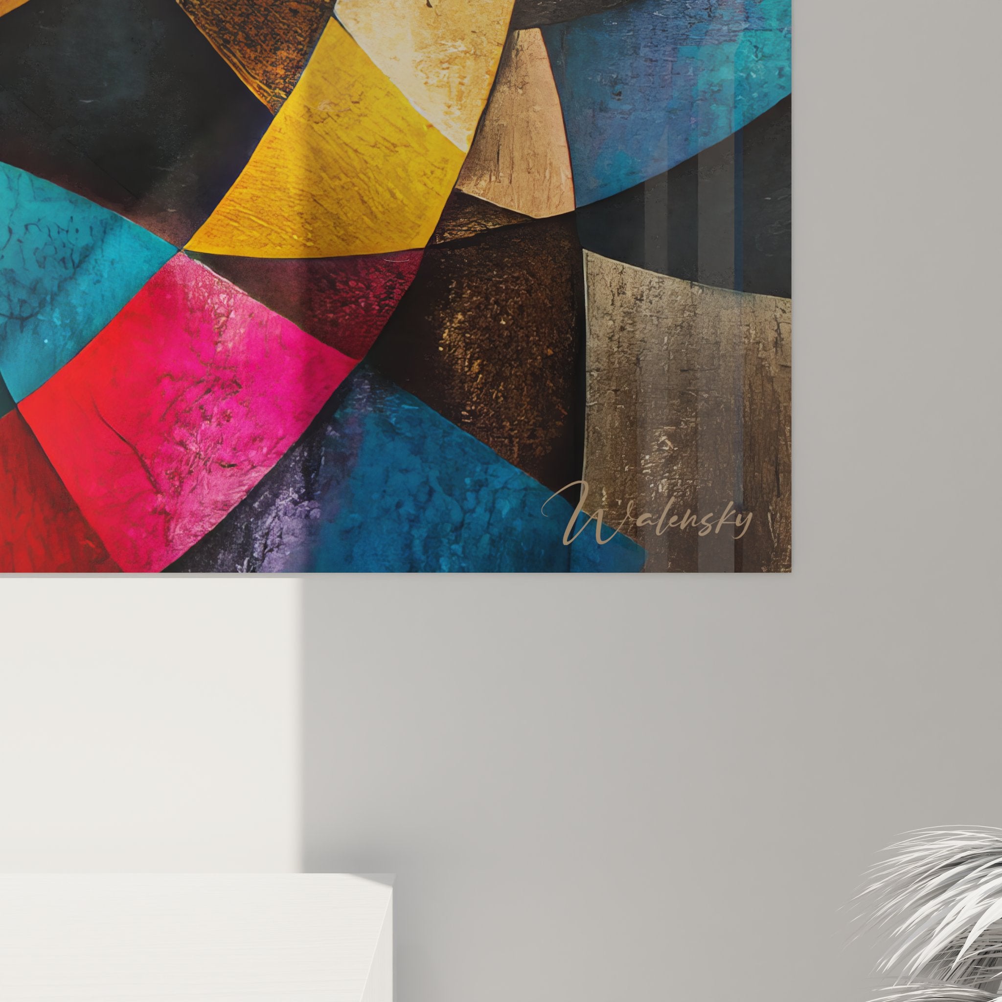 Vue ensemble tableau mural géométrique abstrait formes circulaires art moderne décoratif