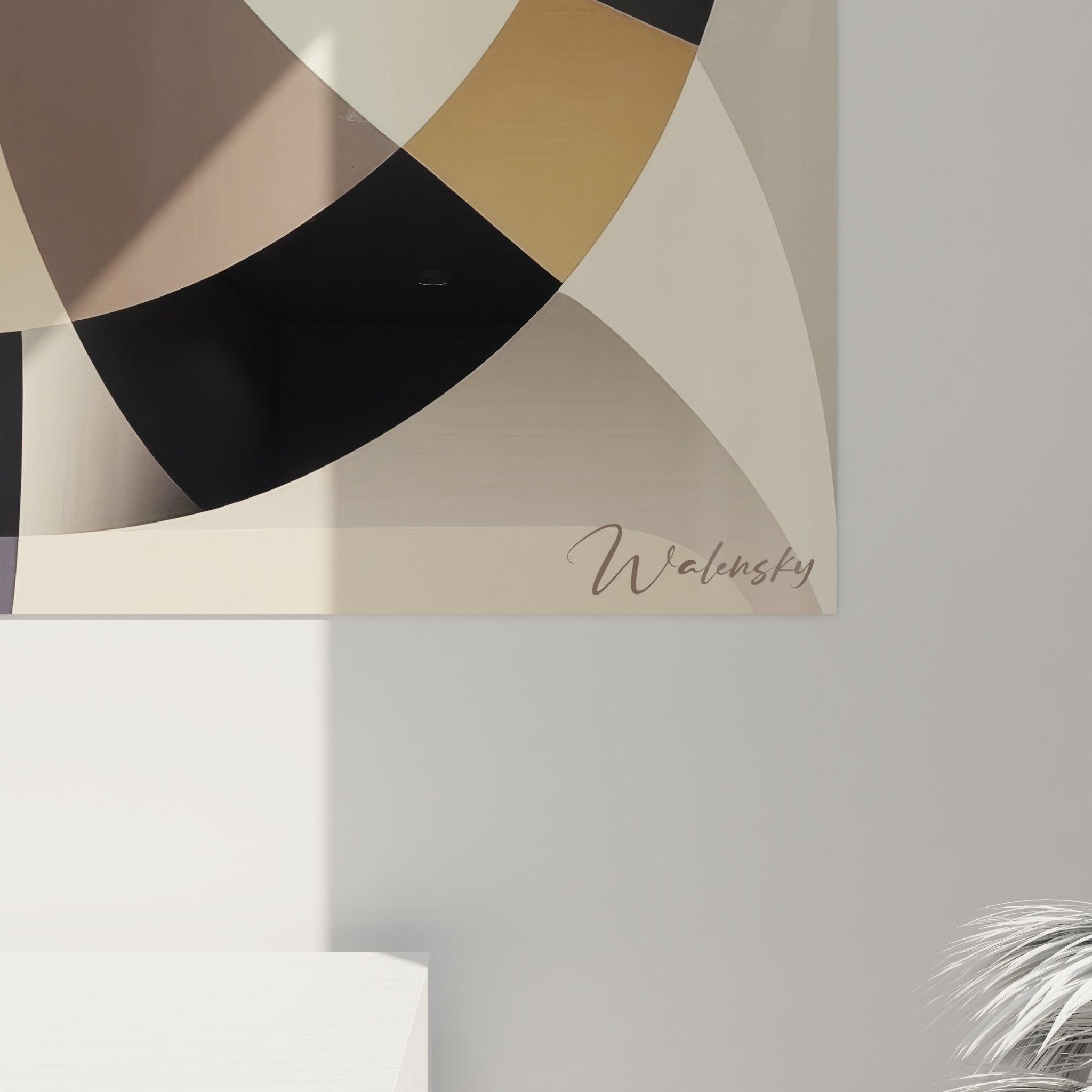 Vue ensemble tableau mural géométrique abstrait formes circulaires art contemporain décoration