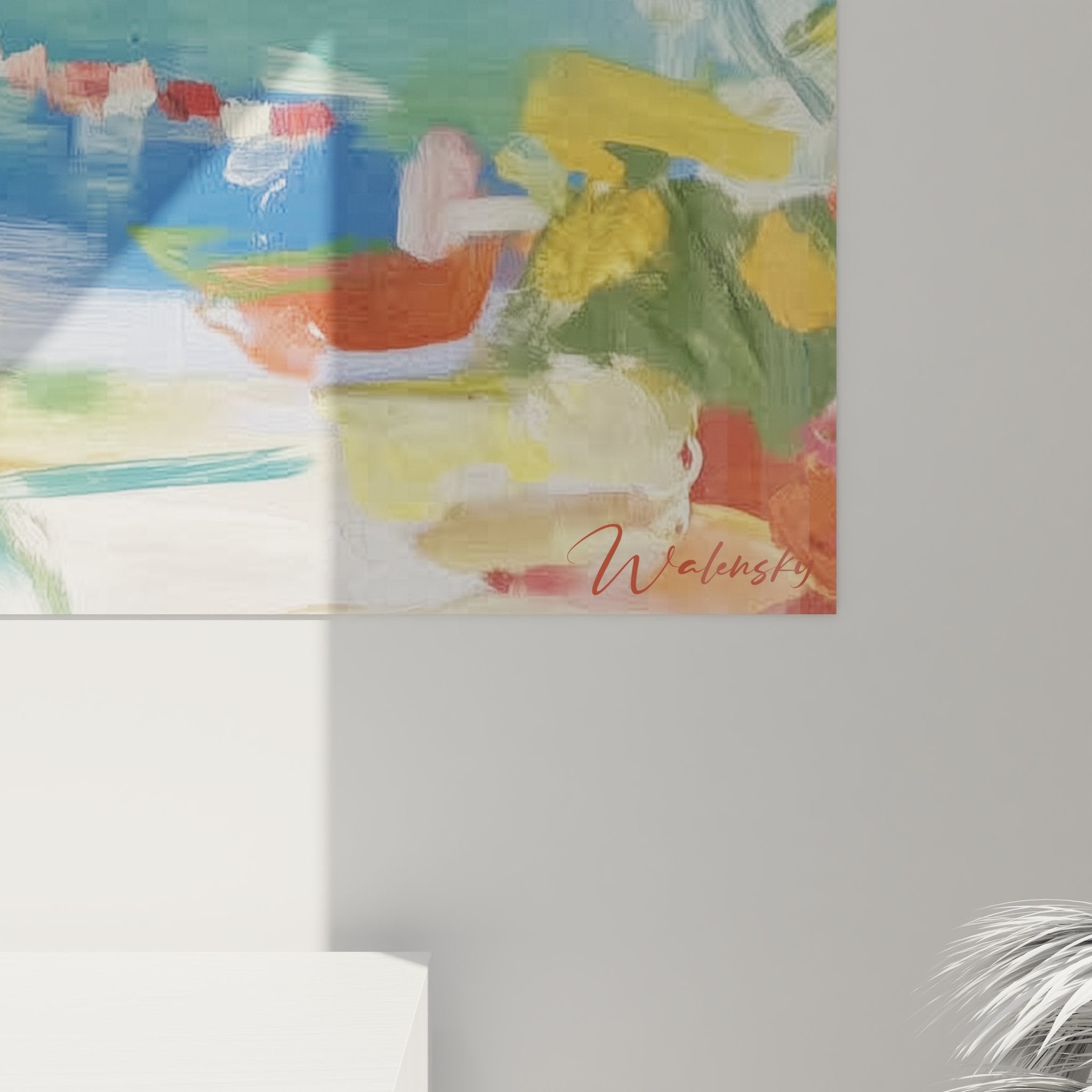 Vue ensemble tableau mural lac montagne, œuvre impressionniste paysage alpin décoratif