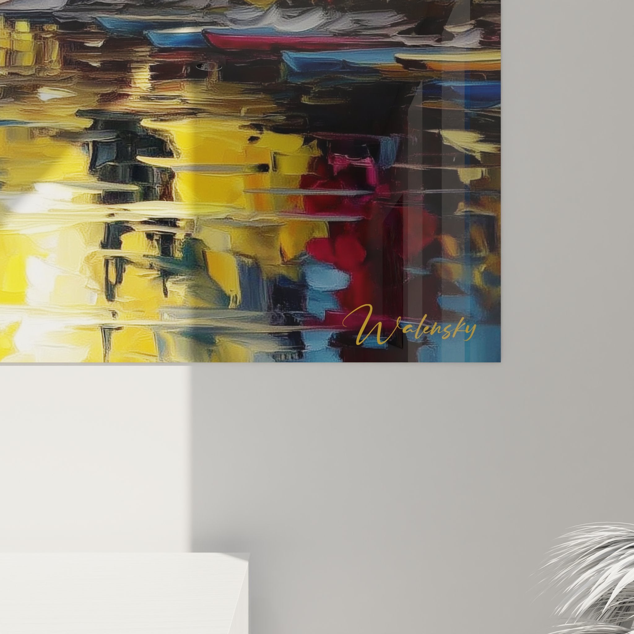 Vue d'ensemble tableau mural lac automne, composition complète paysage montagnard aux reflets chatoyants