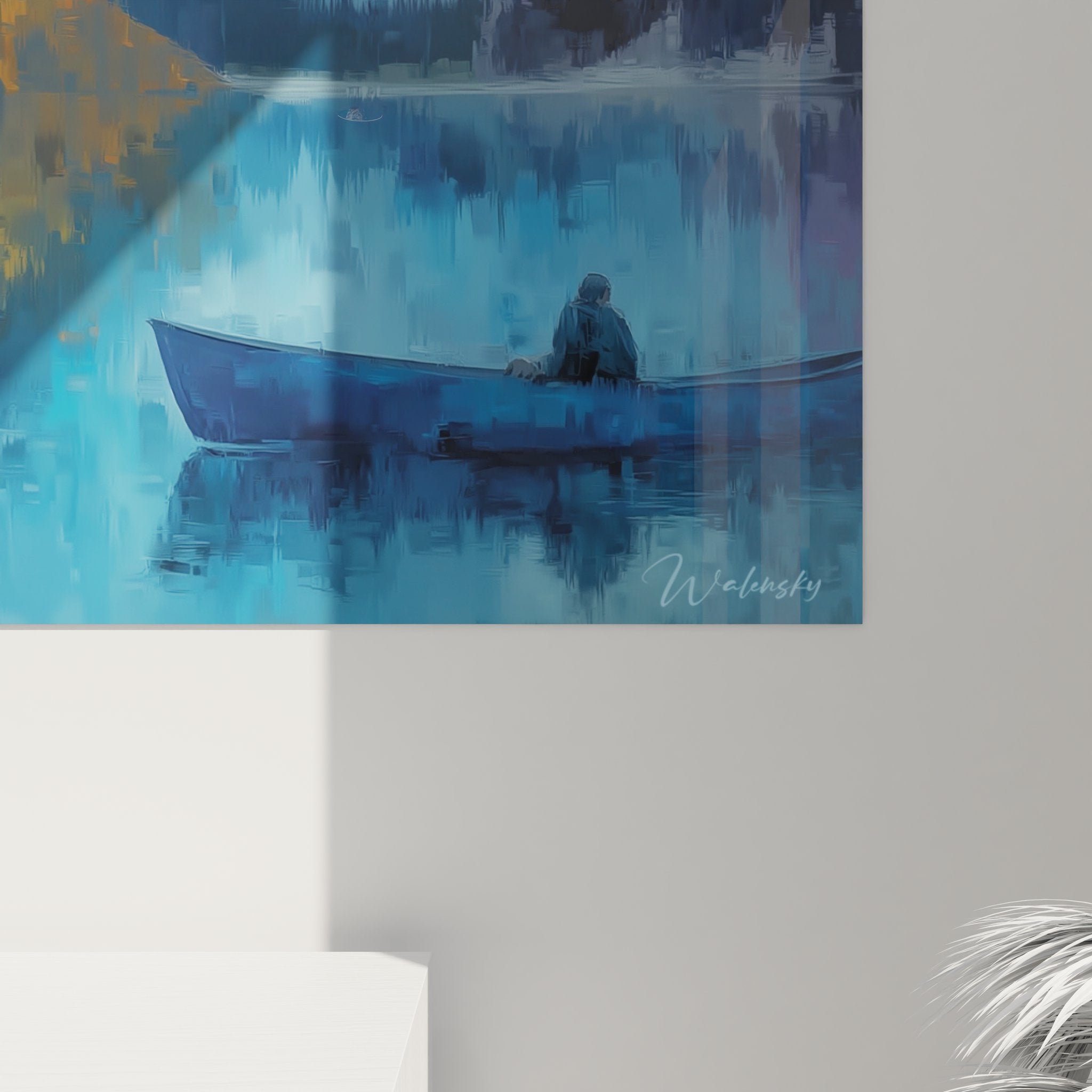 Vue ensemble tableau mural lac montagne, décoration paysage automnal, art nature intérieur