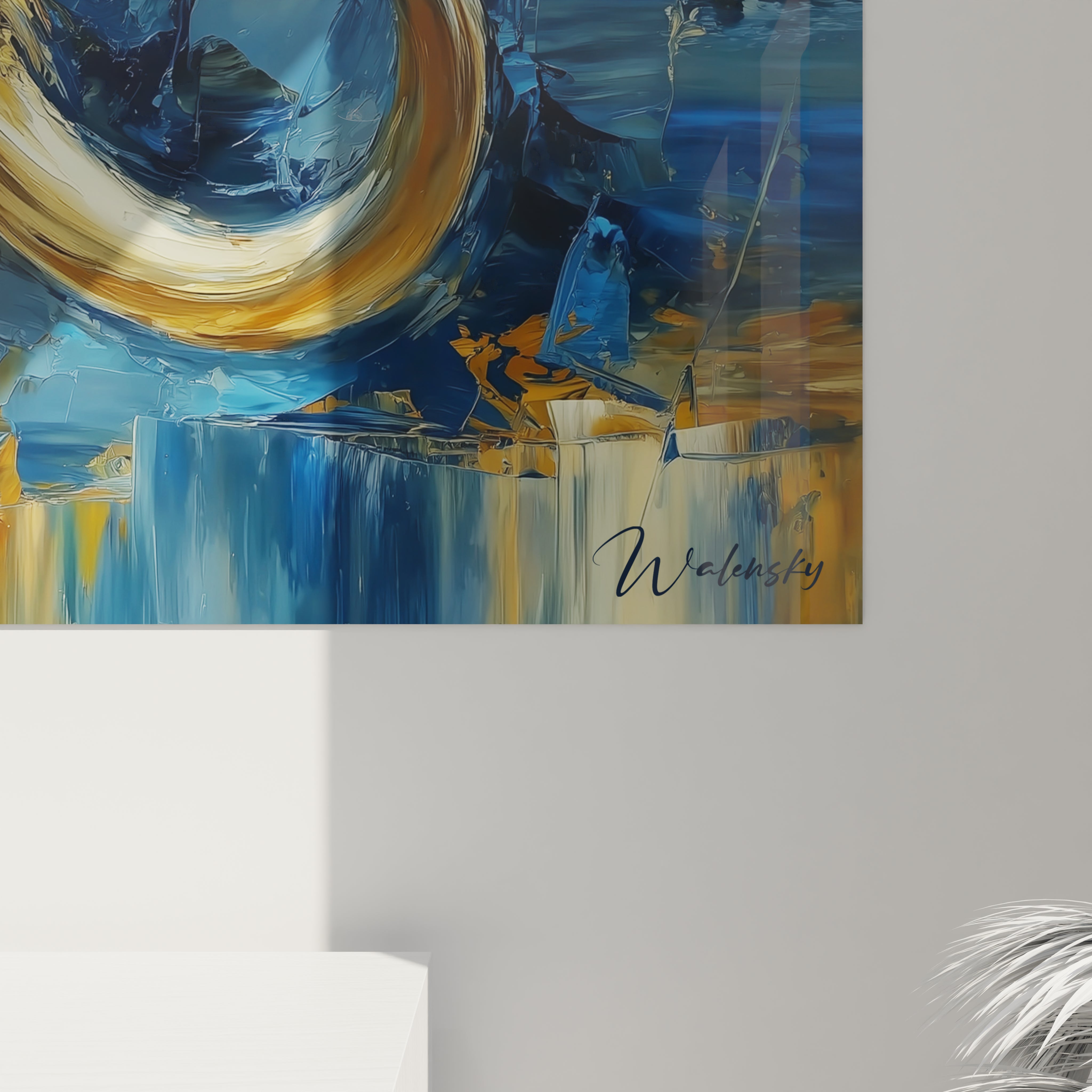 Vue ensemble tableau mammouth laineux décoration murale art animalier préhistorique moderne