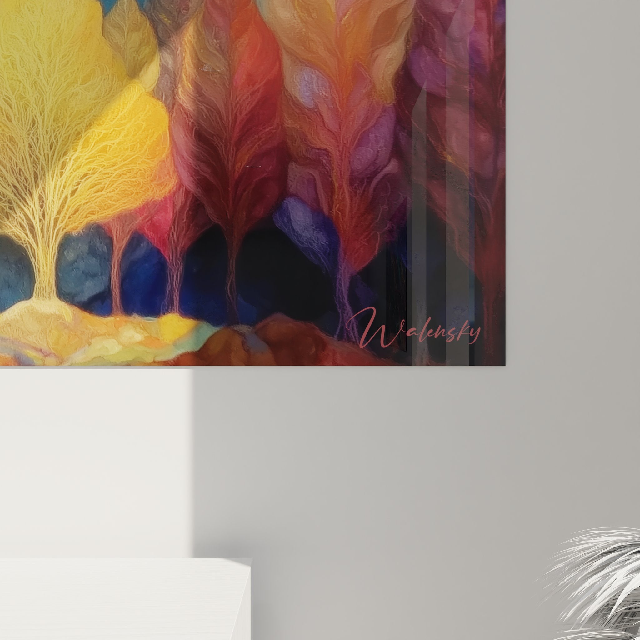 Mountain forest fantasy wall art tableau, modern art landscape wall decoration
