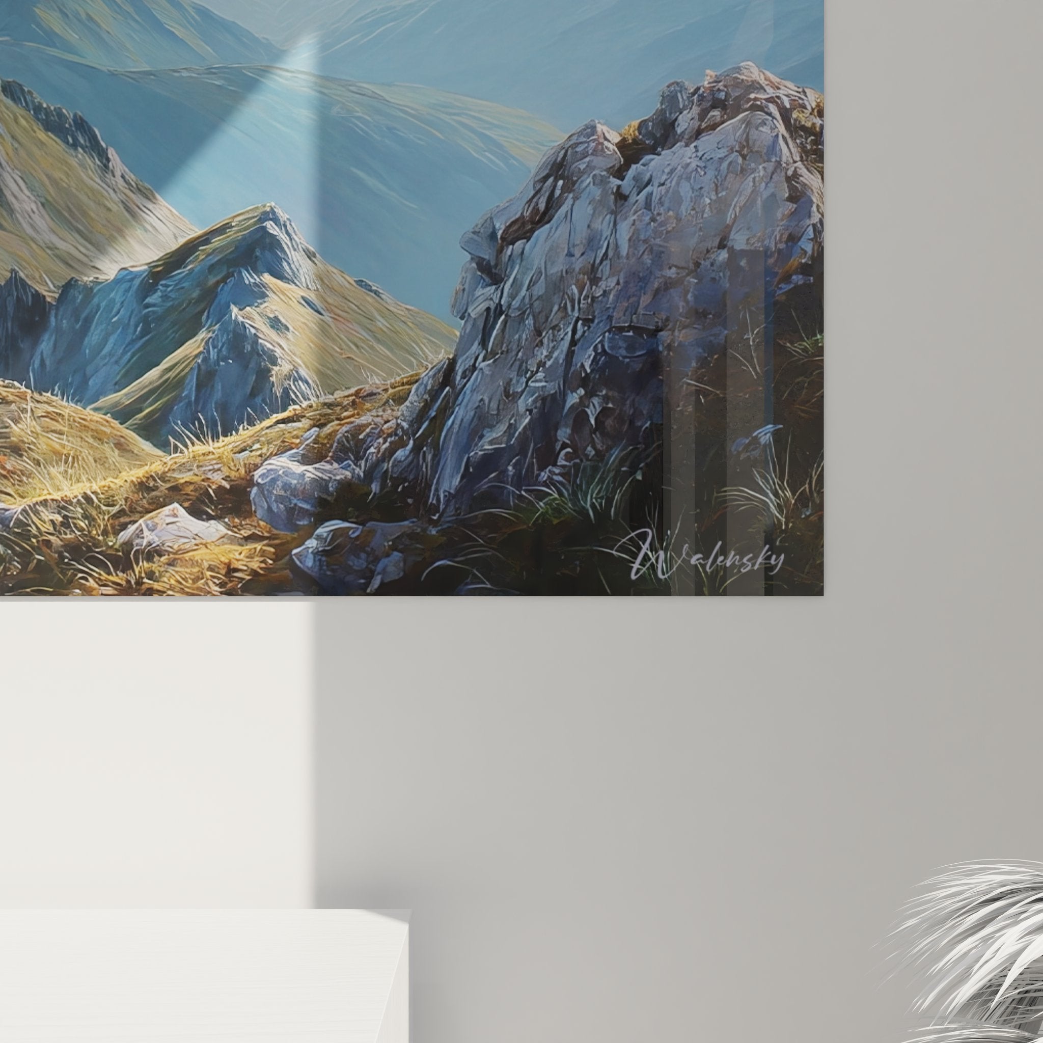 Vue ensemble tableau mural montagne, art paysage alpin décoration murale nature