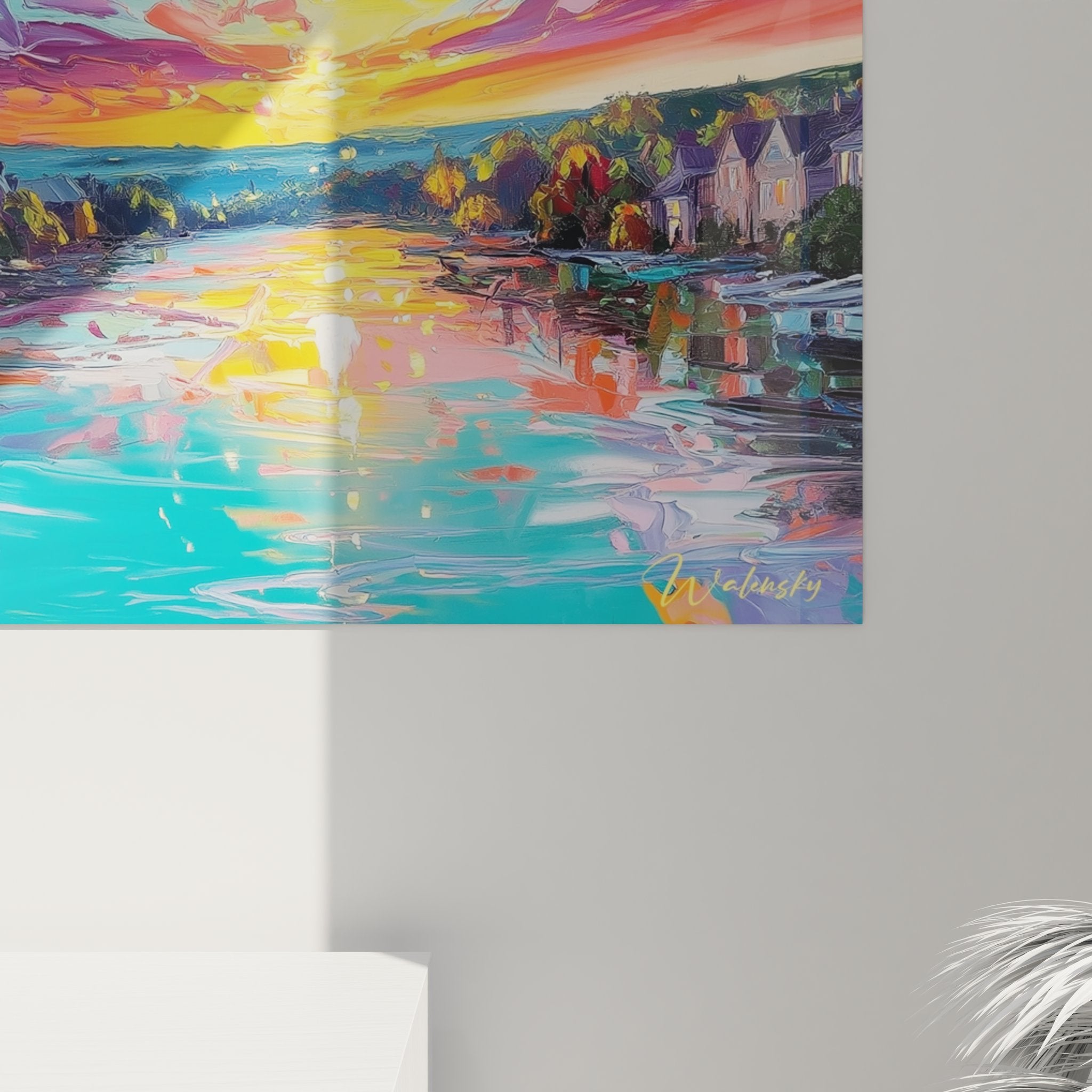 Vue ensemble tableau mural montgolfière festival aérostatique décoration intérieure art contemporain