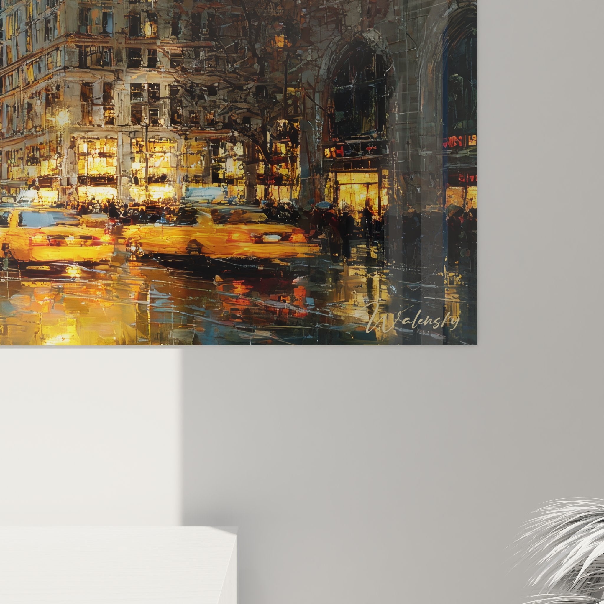 Vue ensemble tableau mural New York urbain pluie décoration intérieure moderne