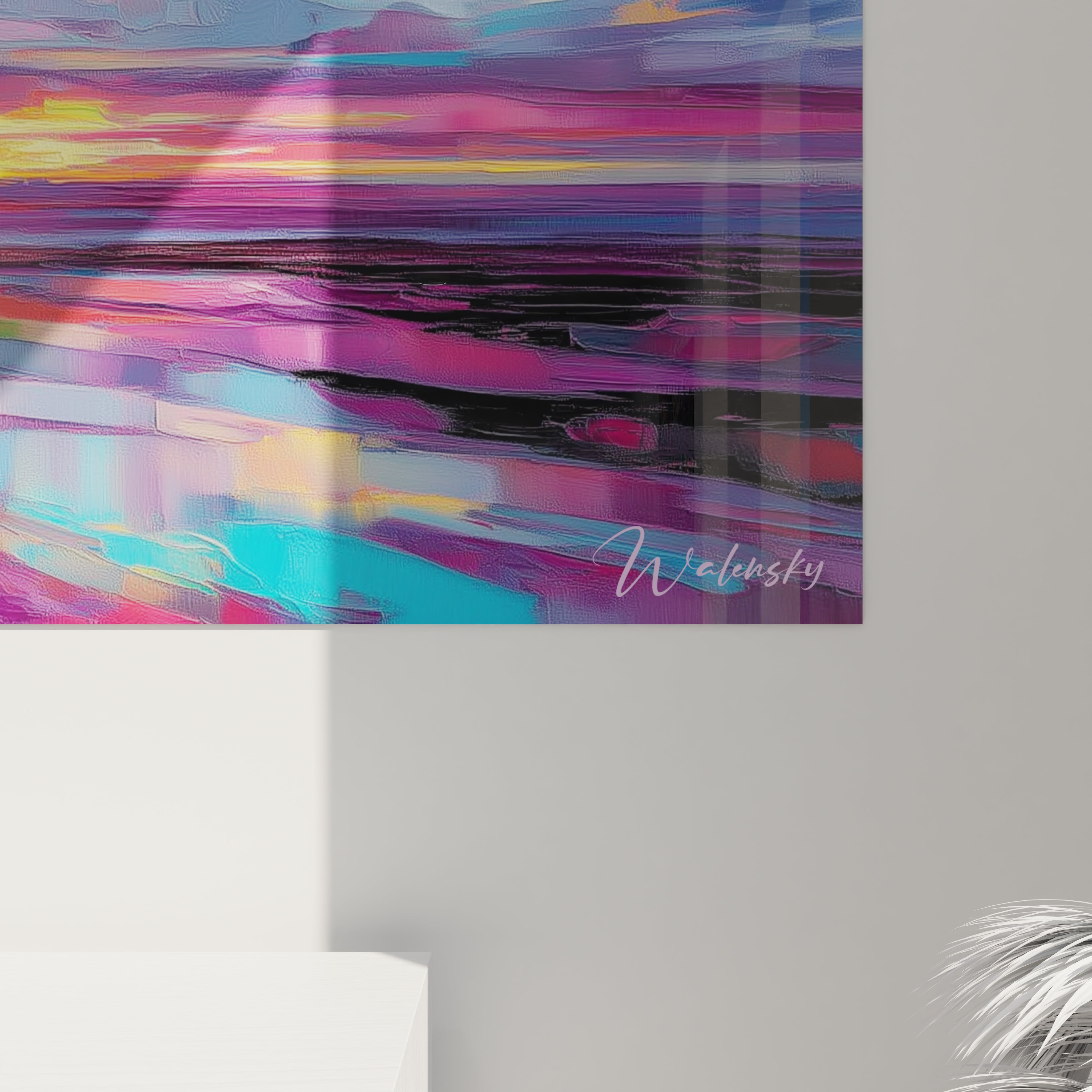 Vue ensemble tableau mural oiseau volant - décoration moderne couleurs éclatantes