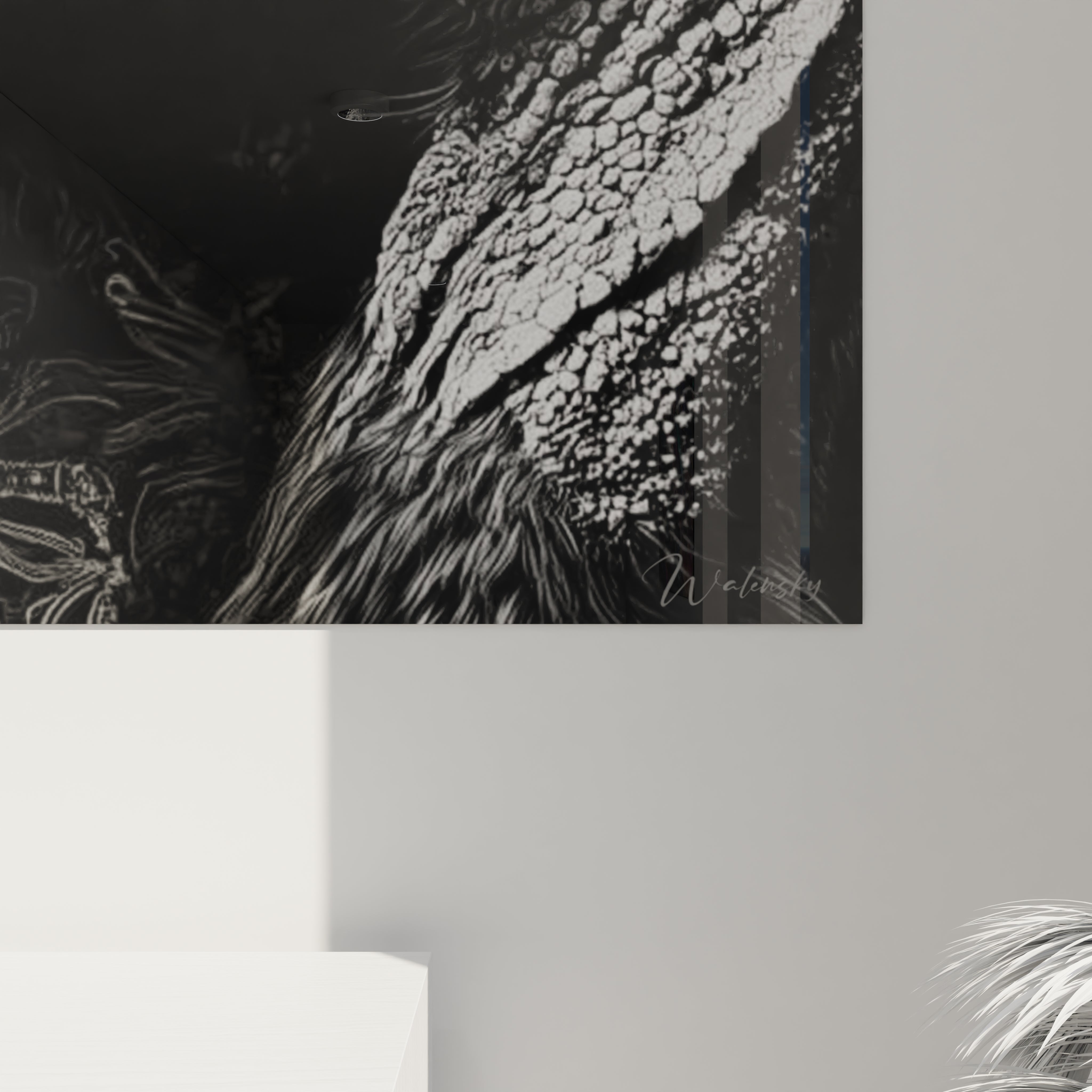 Vue ensemble tableau mural oiseau préhistorique décoration intérieur moderne art contemporain