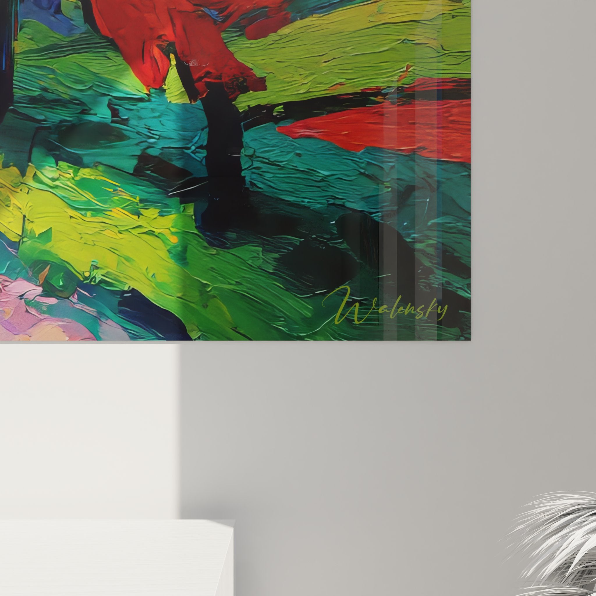 Vue ensemble tableau mural paysage rural avec chemin serpentant vers horizon automnal