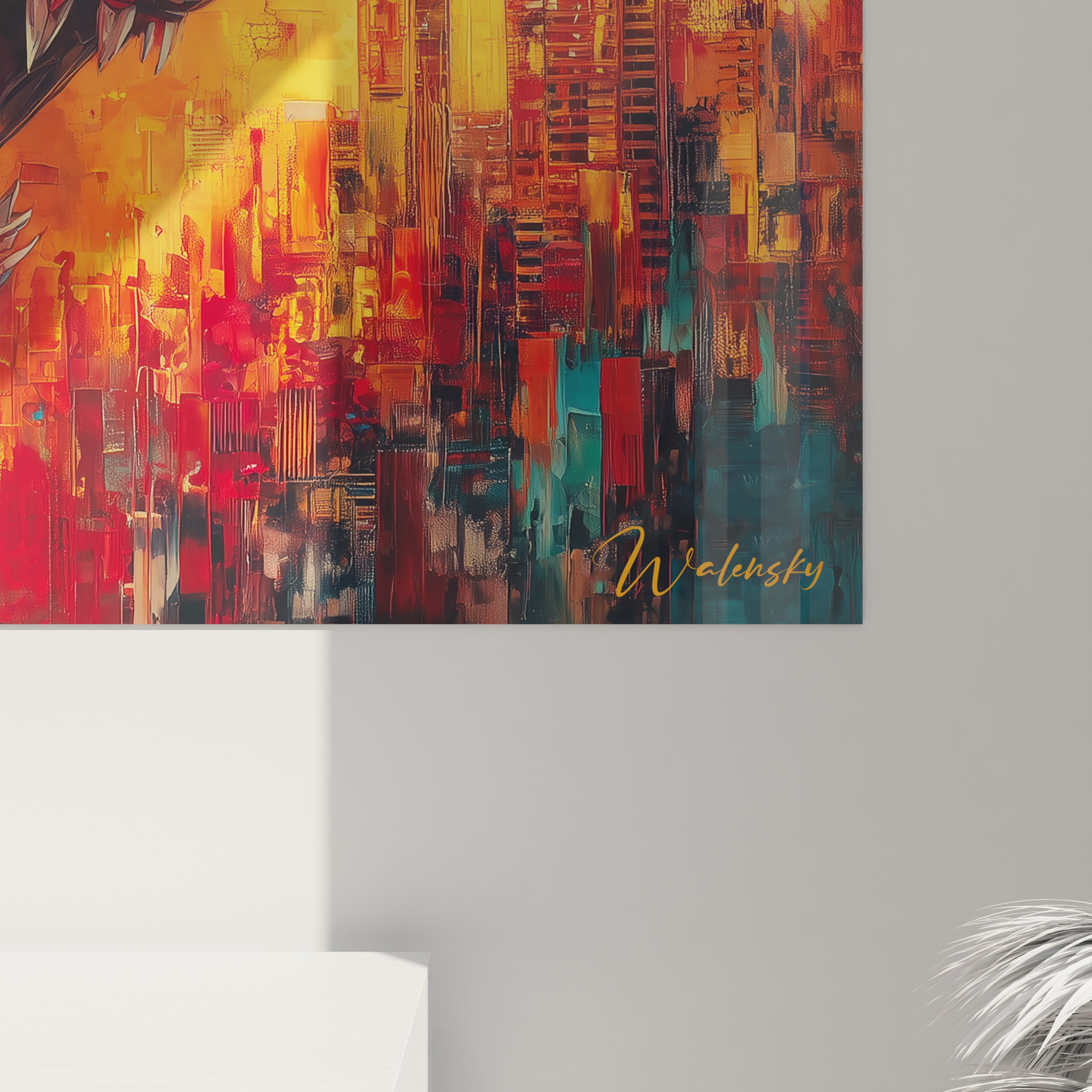 Vue ensemble tableau mural requin mégalodon art contemporain décoration