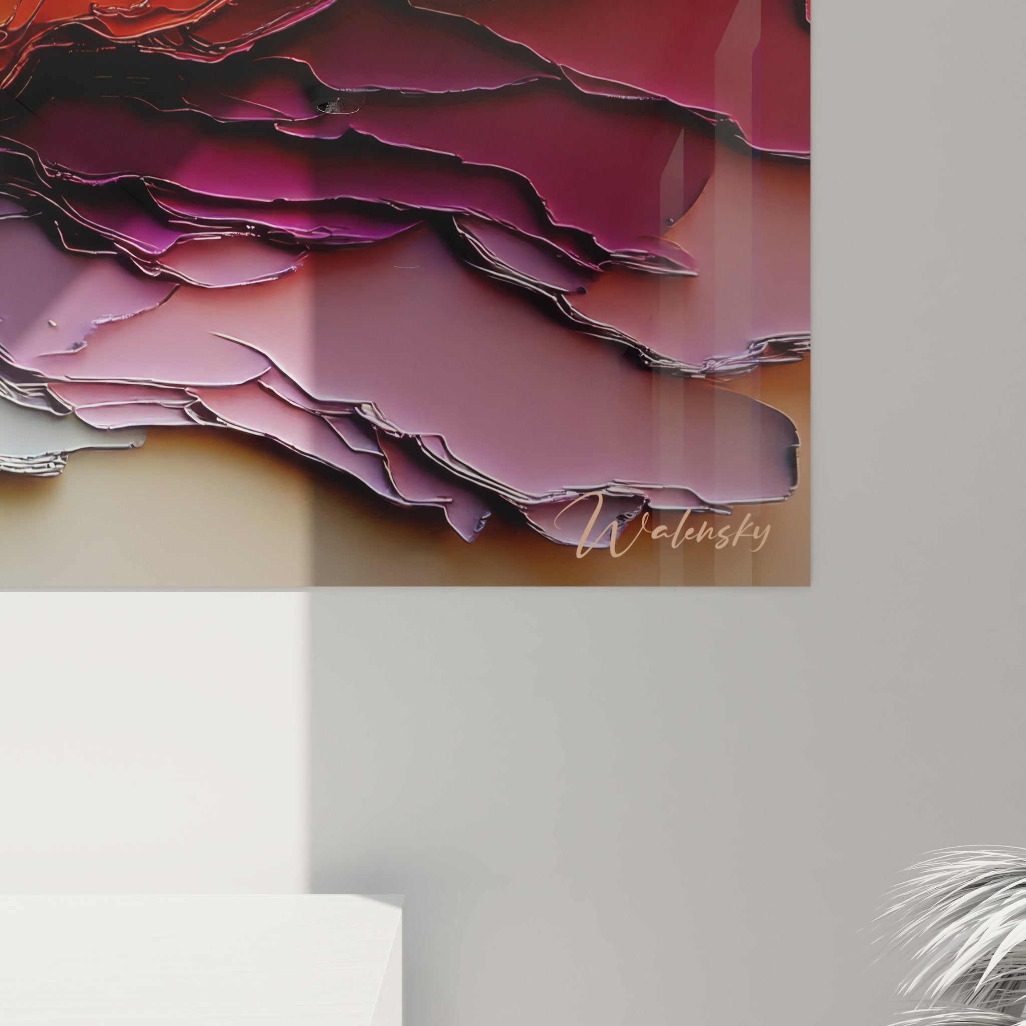 Vue ensemble tableau mural strates géologiques abstraites relief coloré décoration murale