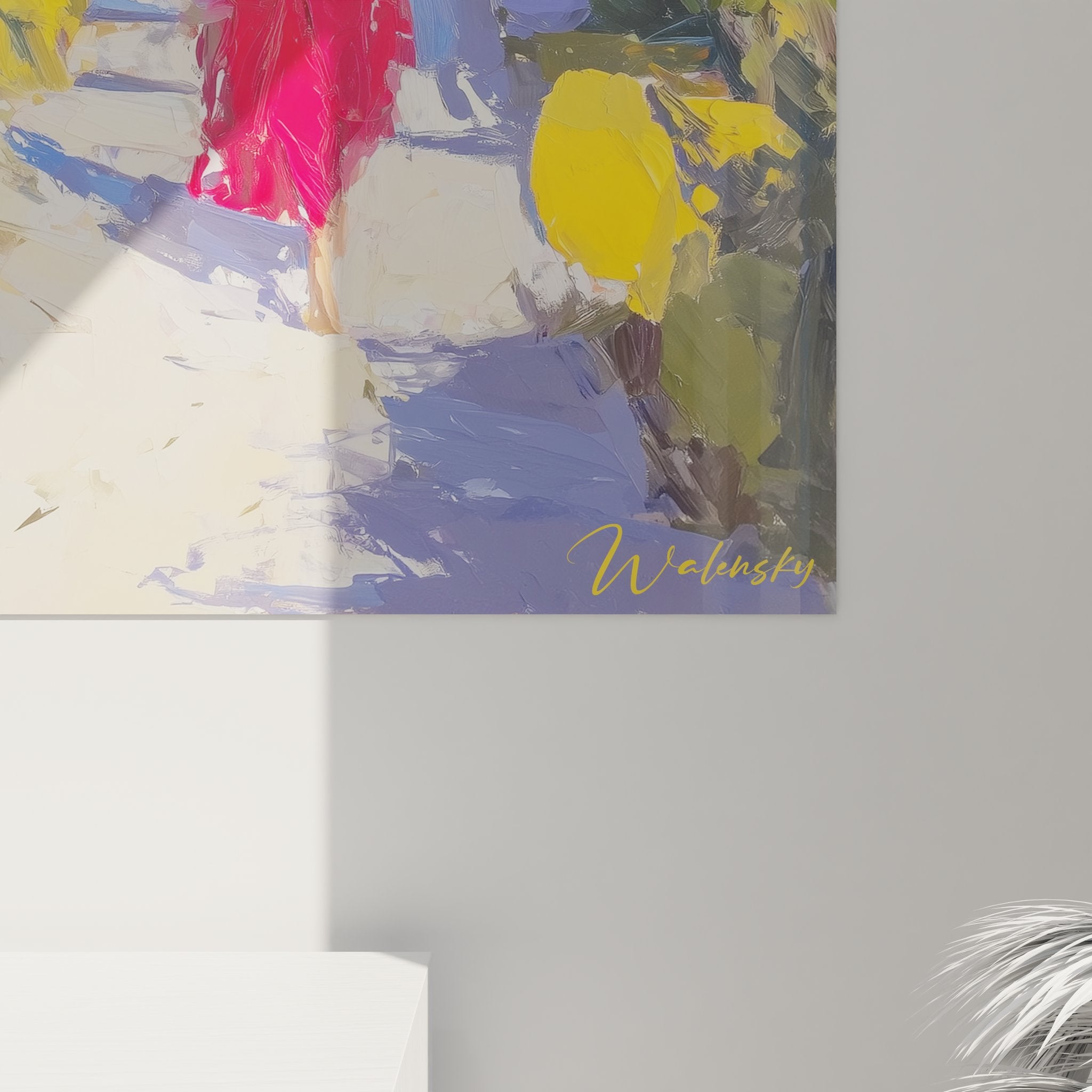 Vue ensemble tableau mural tropical plage palmiers océan décoration art îles archipels