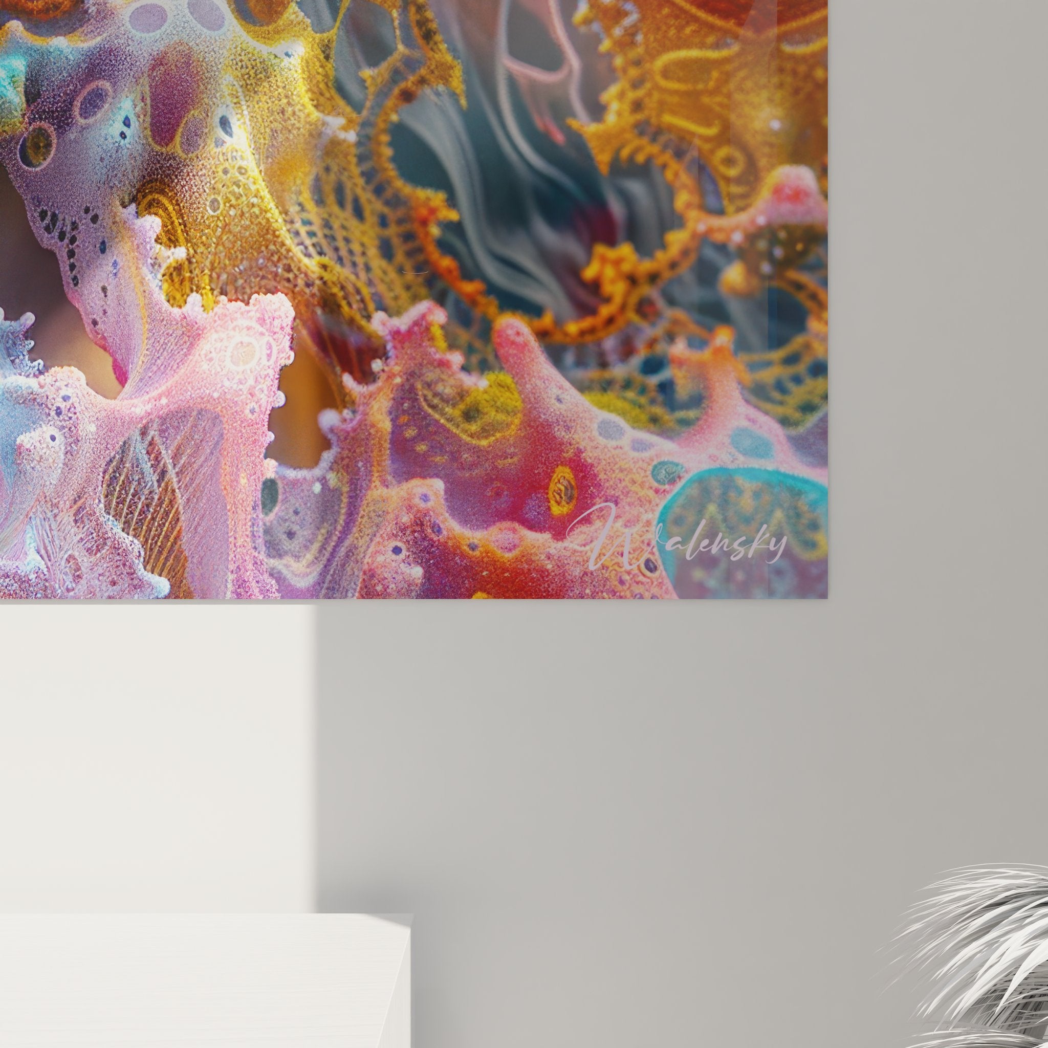 Vue ensemble tableau neuronal mural connexions synaptiques art décoratif scientifique