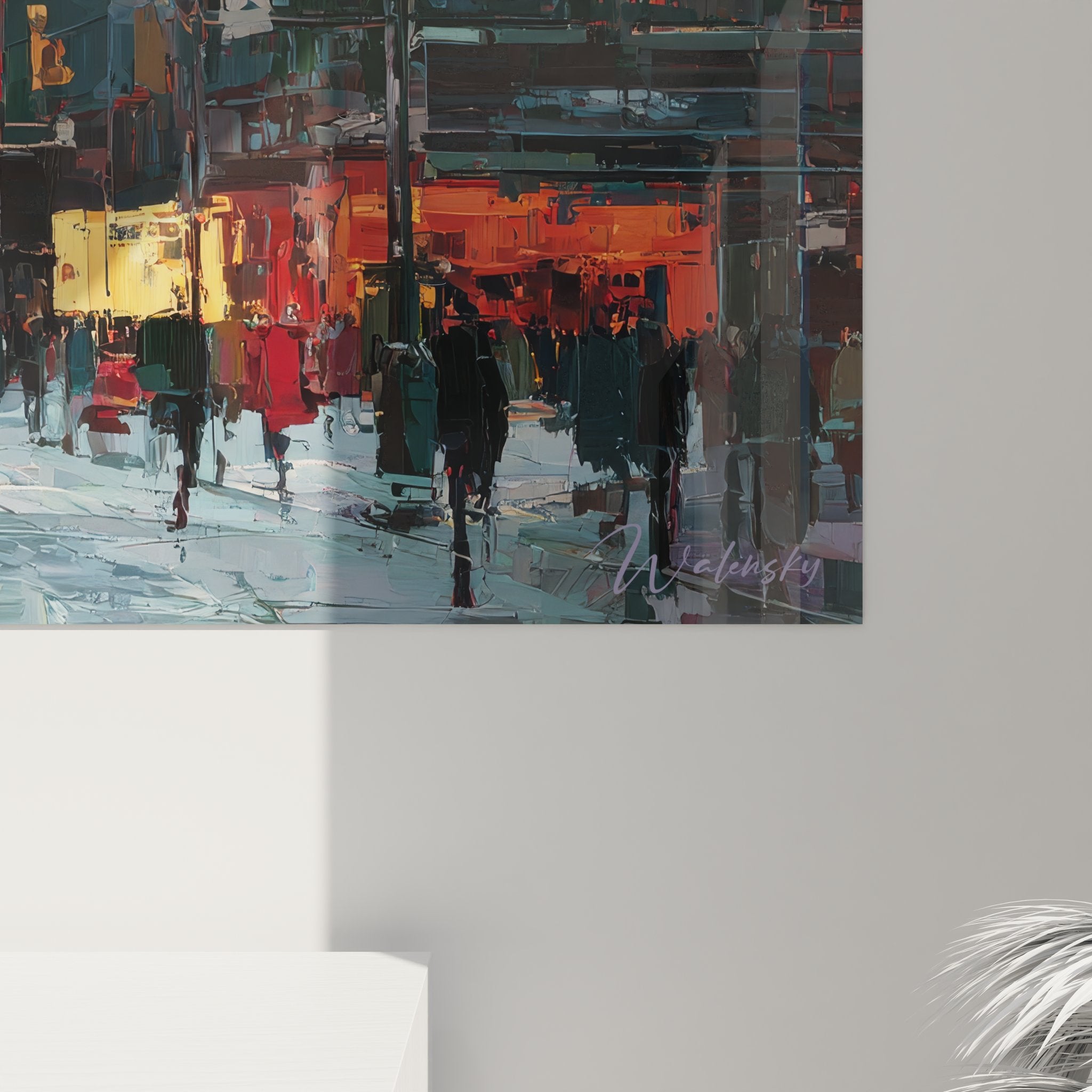 Vue ensemble tableau mural New York rue Manhattan gratte-ciels taxis jaunes décoration urbaine