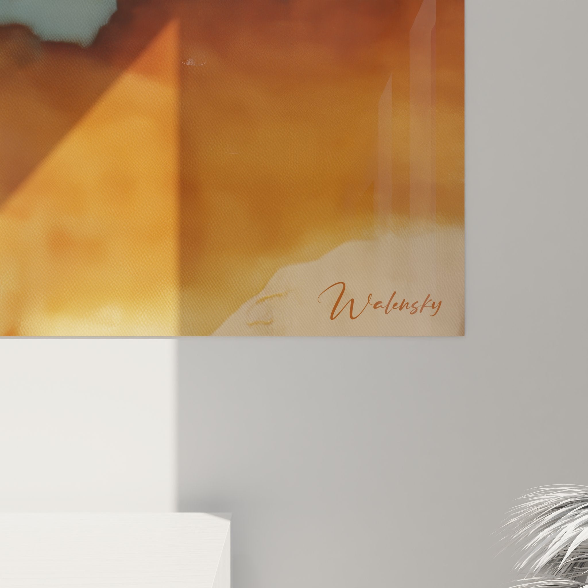 Vue ensemble tableau mural nuages abstraits bleu orange art contemporain texture abstrait décoration