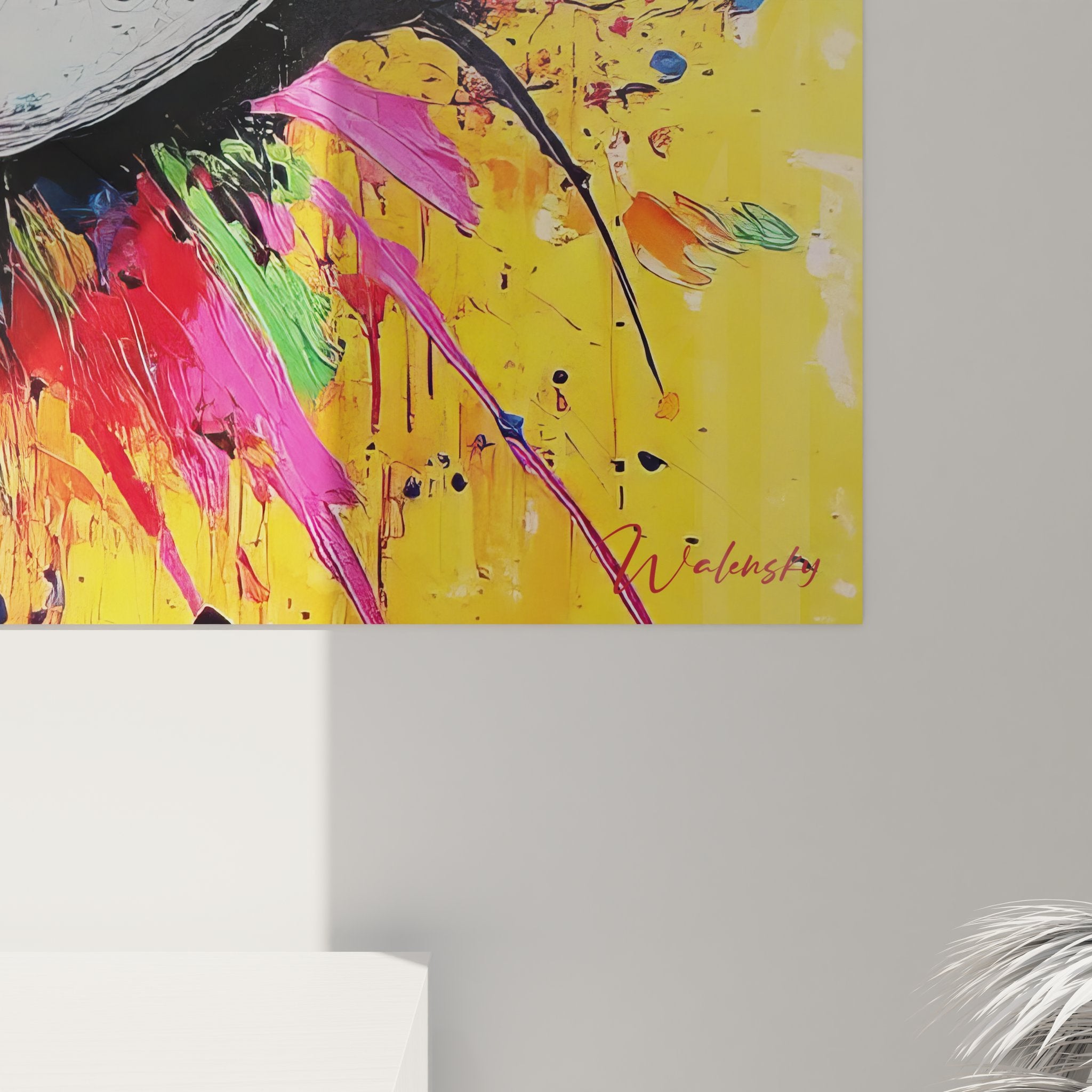 Vue ensemble tableau mural œil multicolore art abstrait contemporain décoration