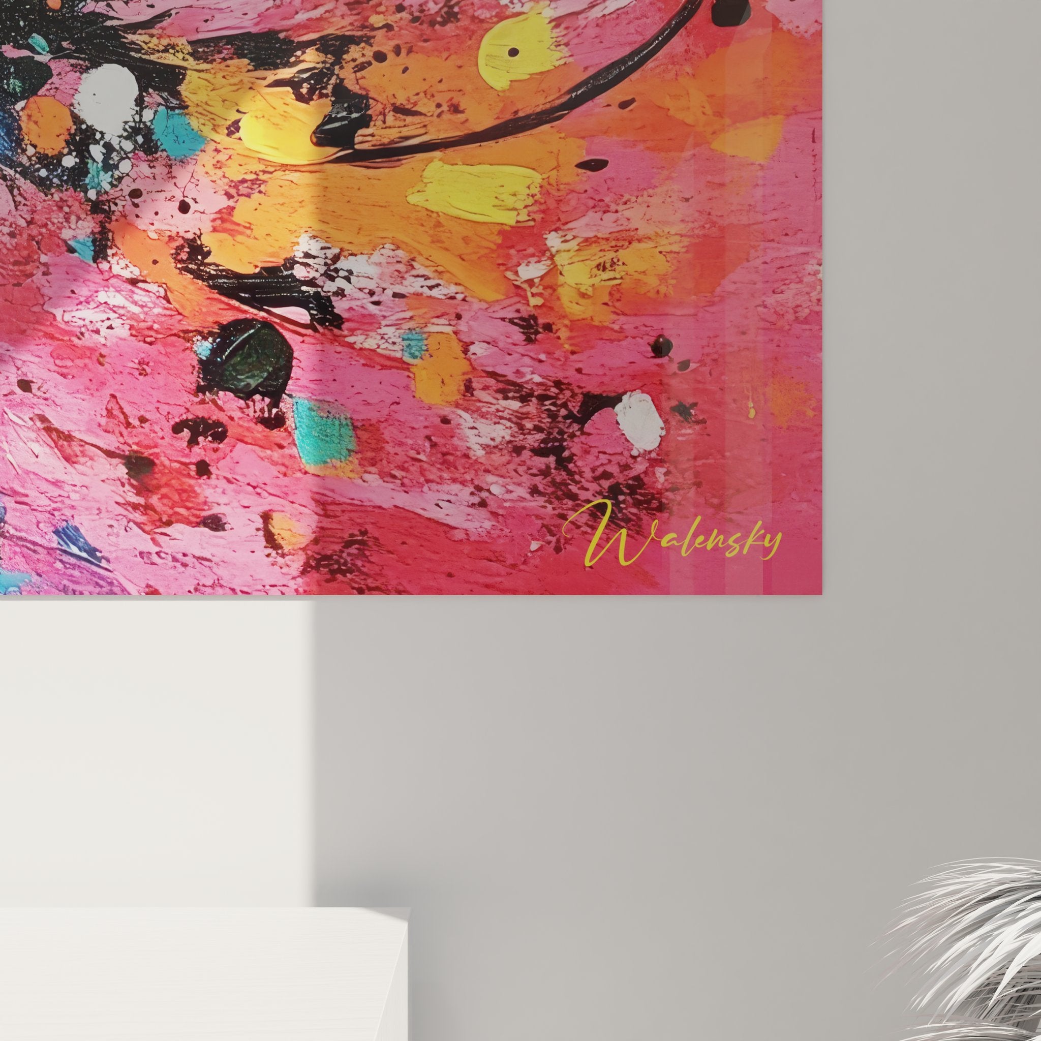 Vue ensemble tableau oiseau coloré abstrait art mural moderne décoration murale