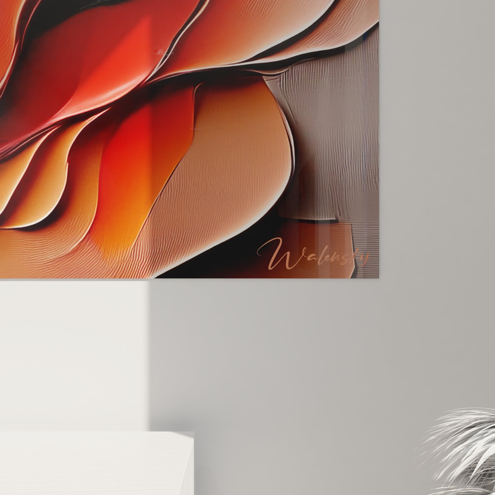 Vue ensemble tableau ondulant abstrait formes fluides colorées décoration murale art contemporain