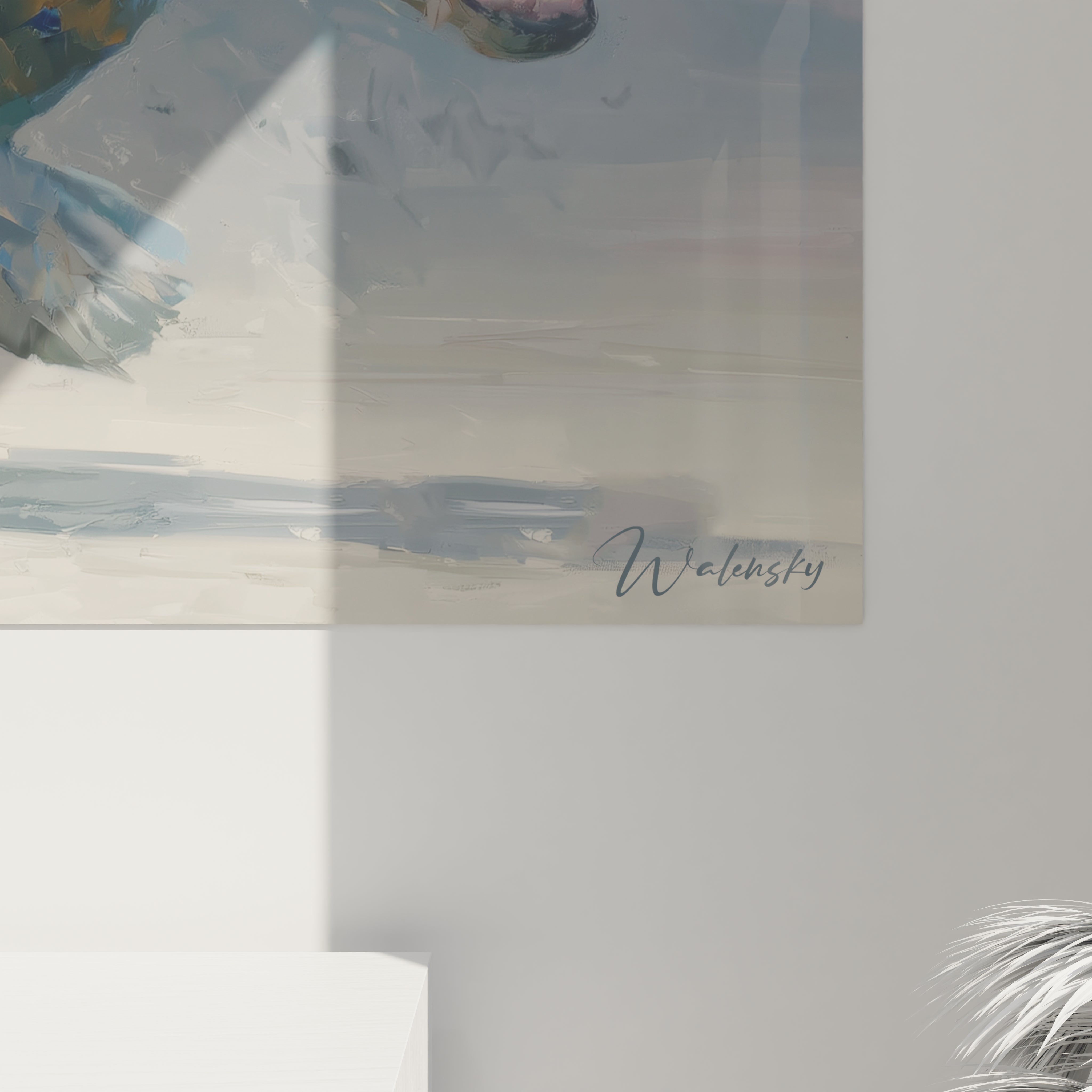 Vue ensemble tableau mural opossum décoratif style moderne art animalier contemporain