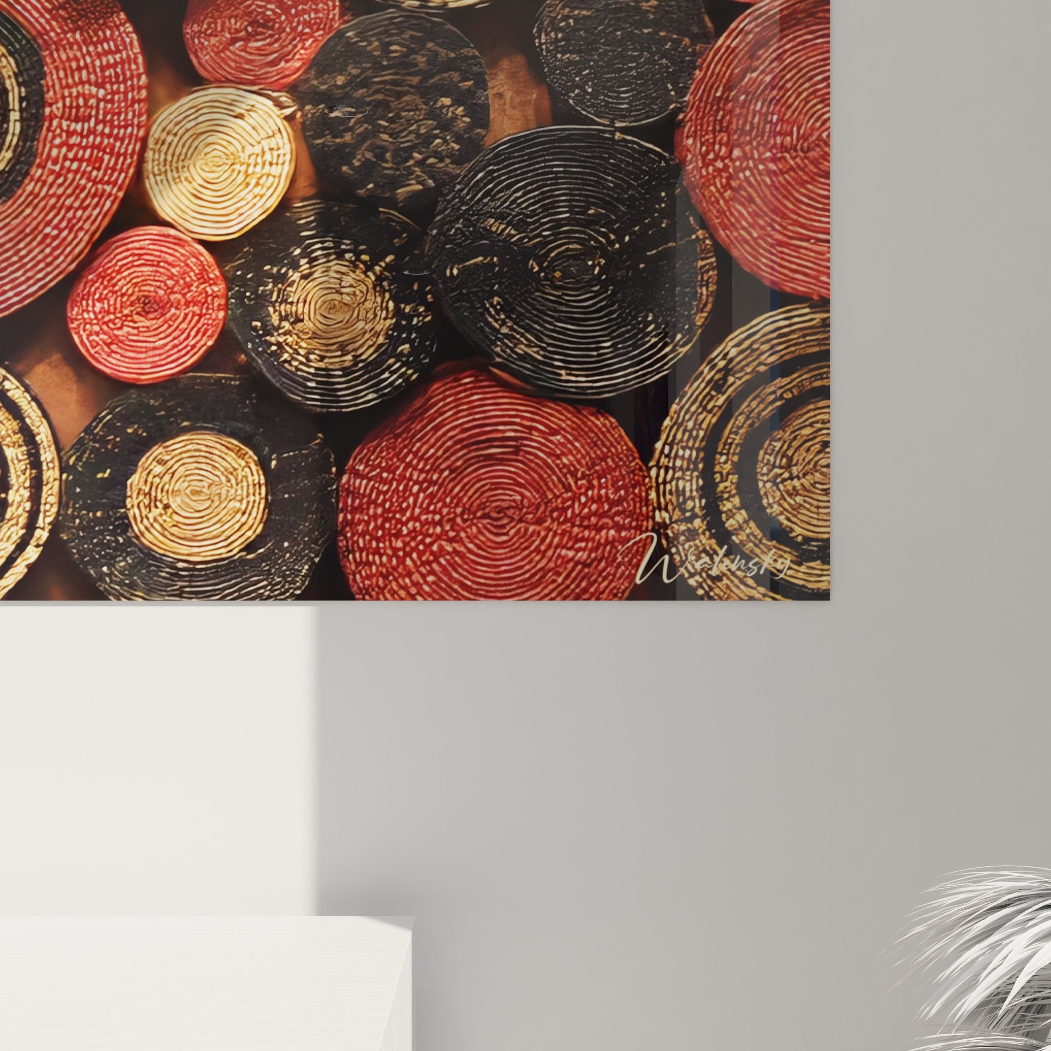 Vue ensemble tableau paniers africains composition artistique décoration ethnique