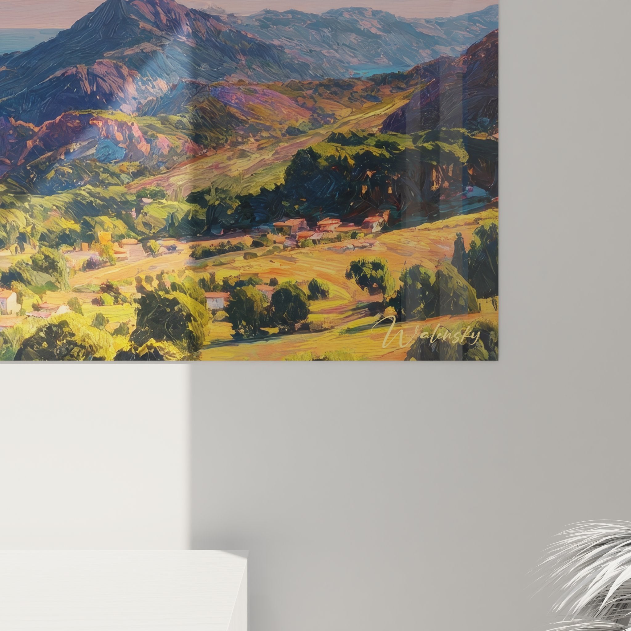 Vue ensemble tableau mural panoramique côte méditerranéenne avec mer turquoise et paysage rocheux