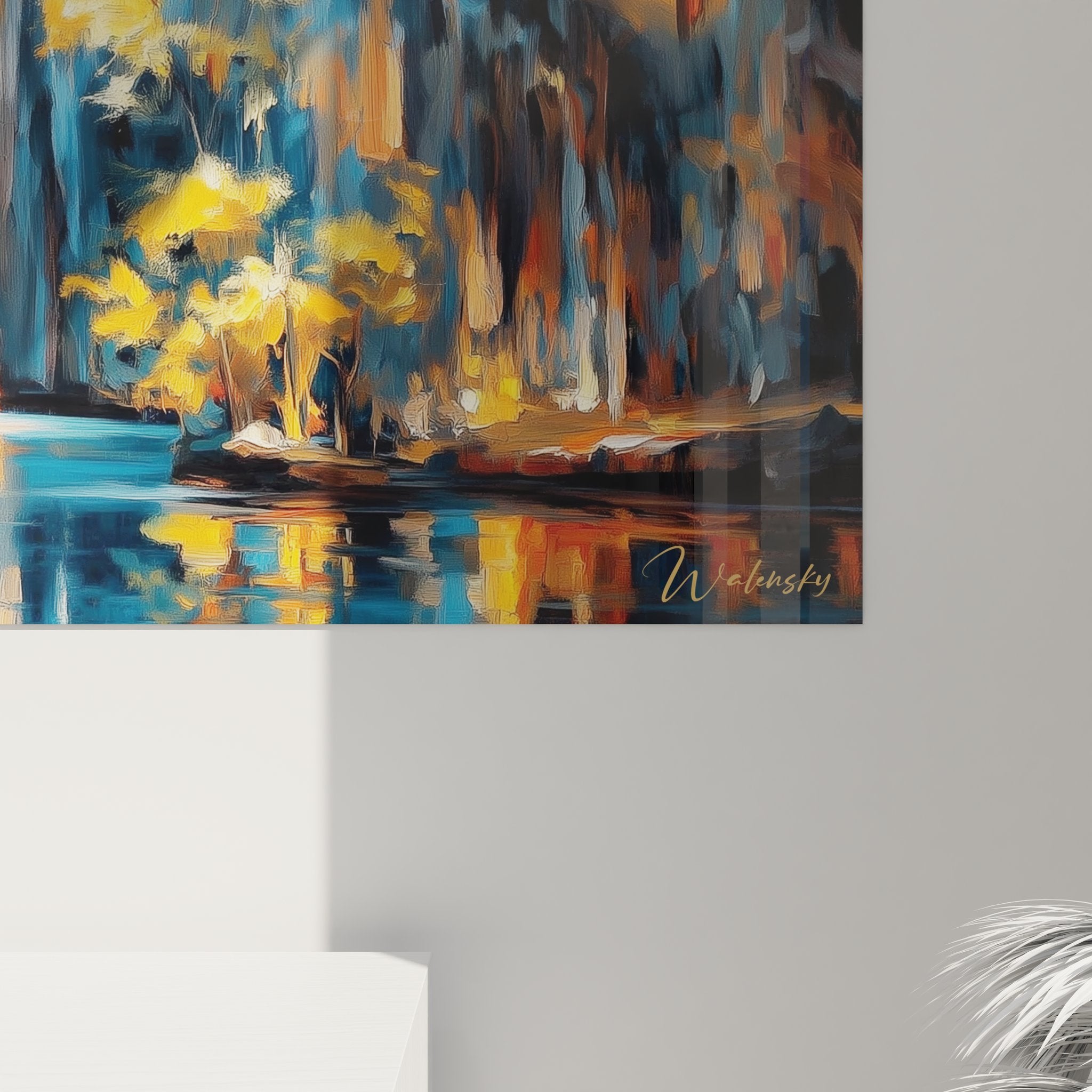 Vue d'ensemble tableau panoramique grotte avec bateau, formations géologiques et éclairage naturel dramatique