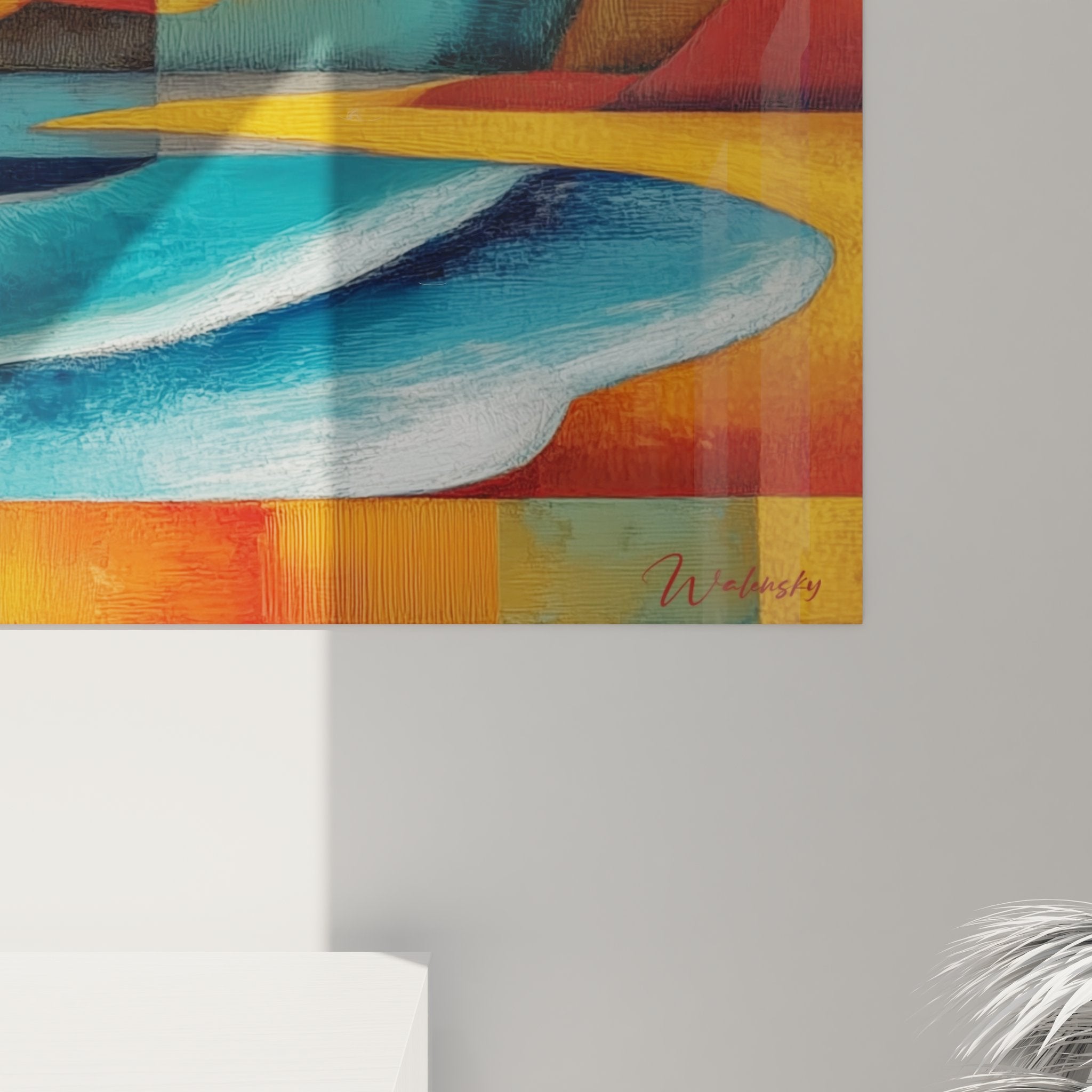 Vista d'insieme quadro murale paesaggio colorato, dimensioni e resa decorativa isole arcipelaghi