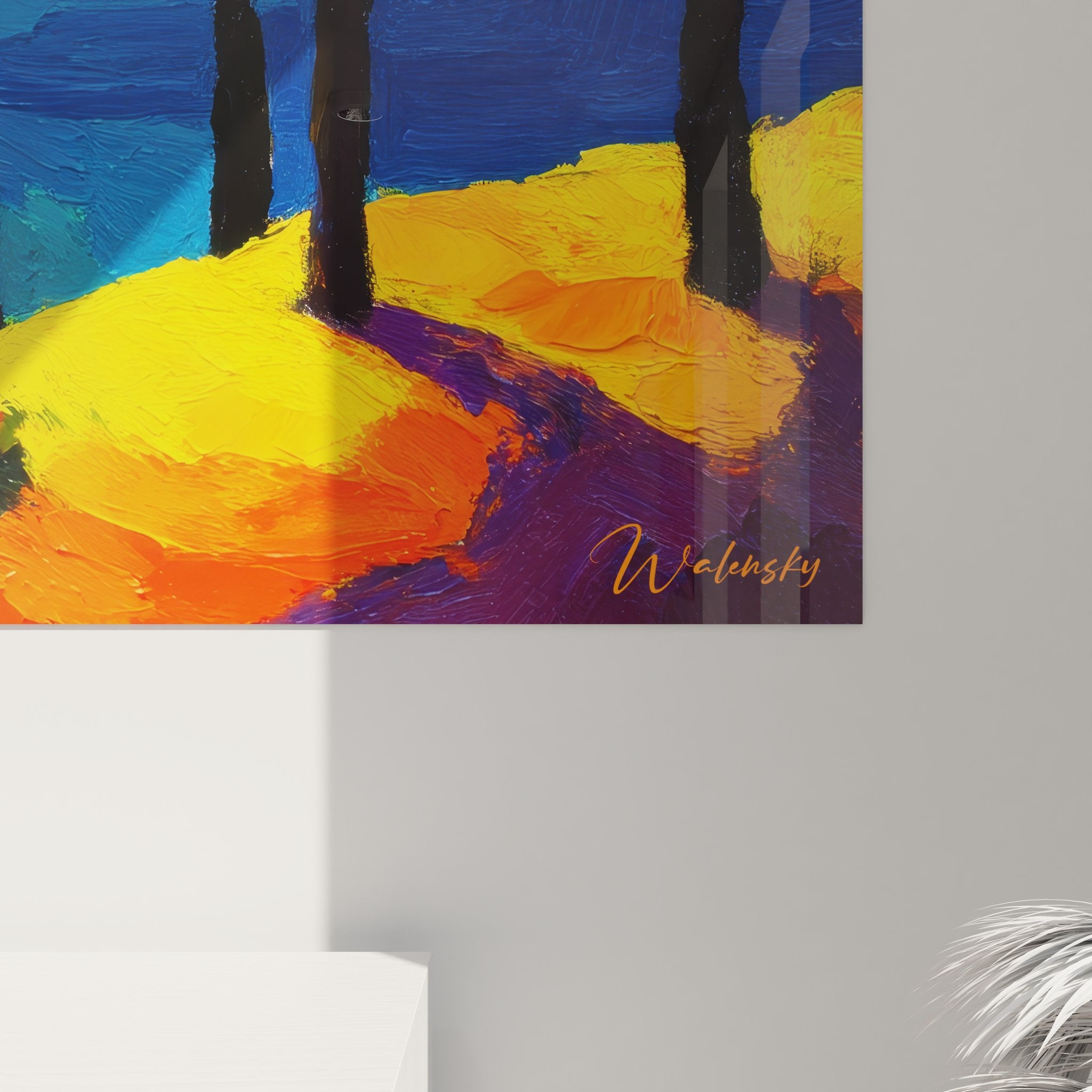 Vue d'ensemble tableau mural bord de mer représentant un paysage côtier coloré