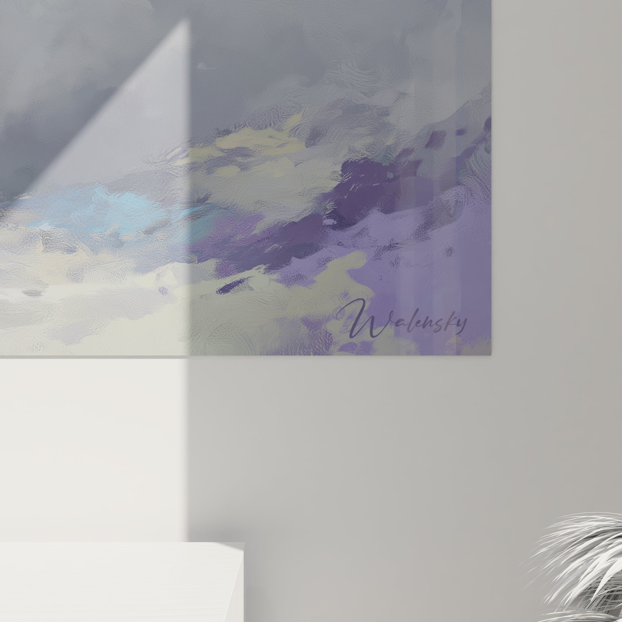 Vue ensemble tableau mural paysage montagneux, composition complète avec sommets et ciel dramatique