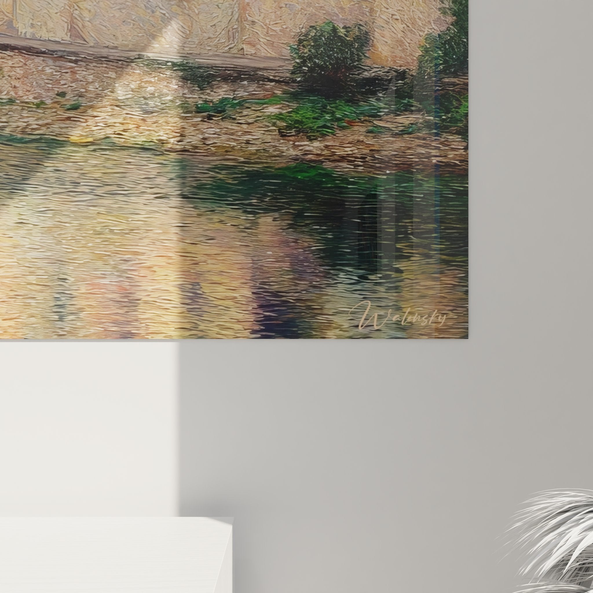 Vue ensemble tableau mural village provençal - décoration paysage rural français authentique