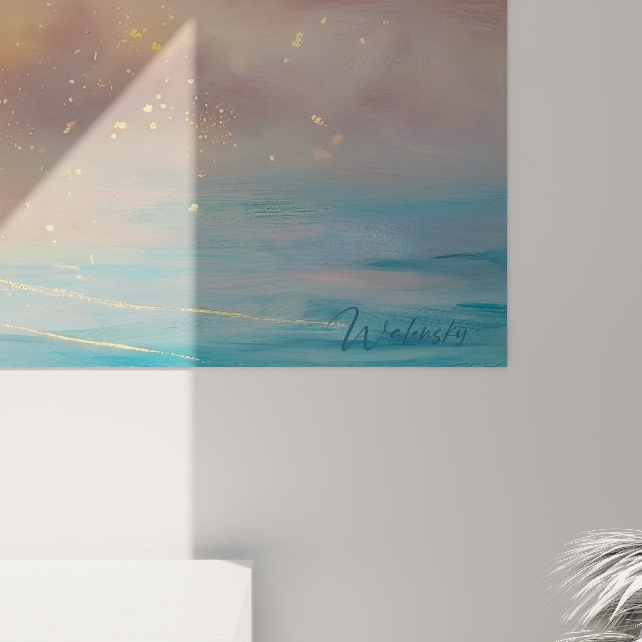 Übersichtsansicht Gemälde Fischerboot Fluss Sonnenuntergang Wanddekoration nautischer Stil