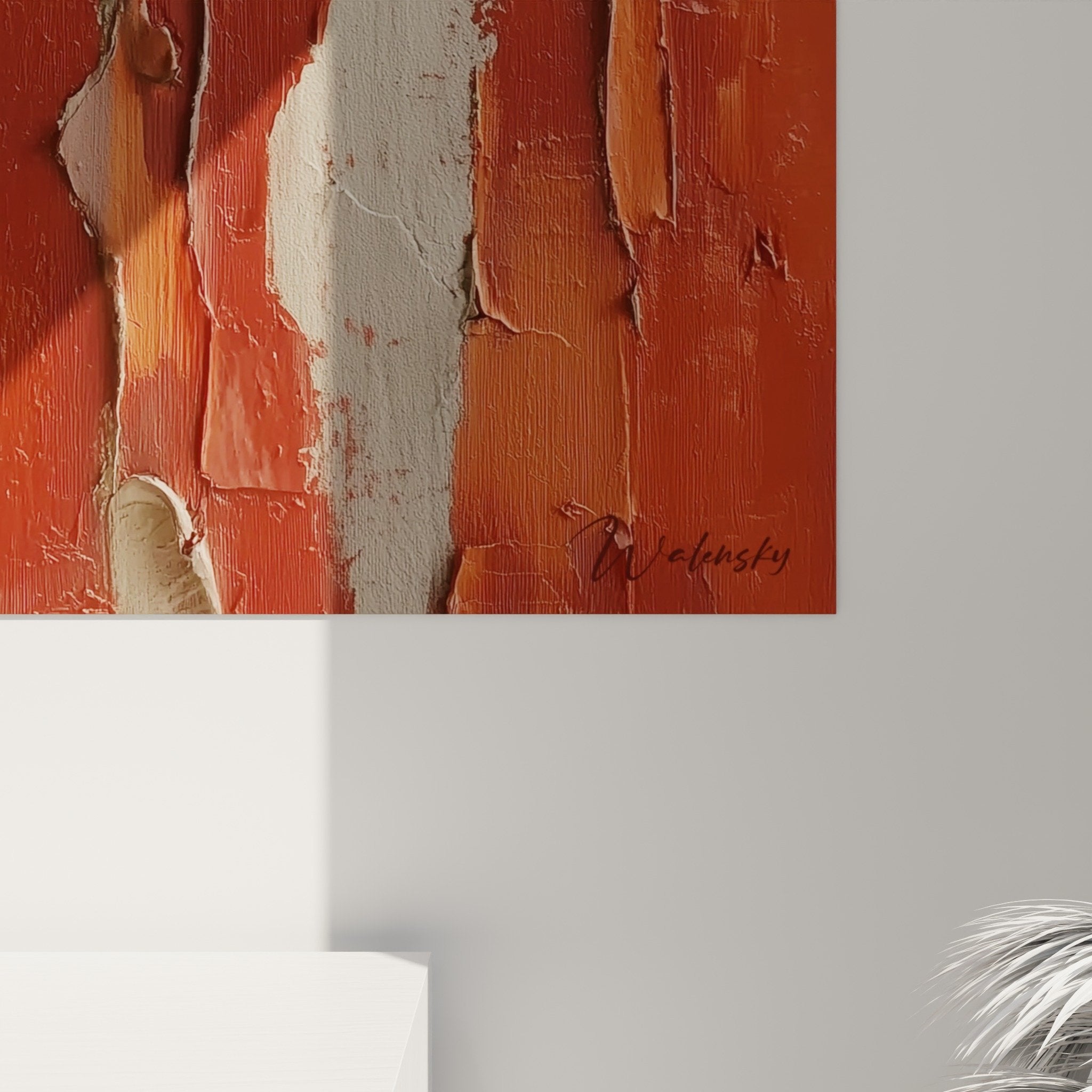 Übersichtsansicht Wandgemälde Wandbild abgelöste patinierte Malerei Feng-Shui-Stil