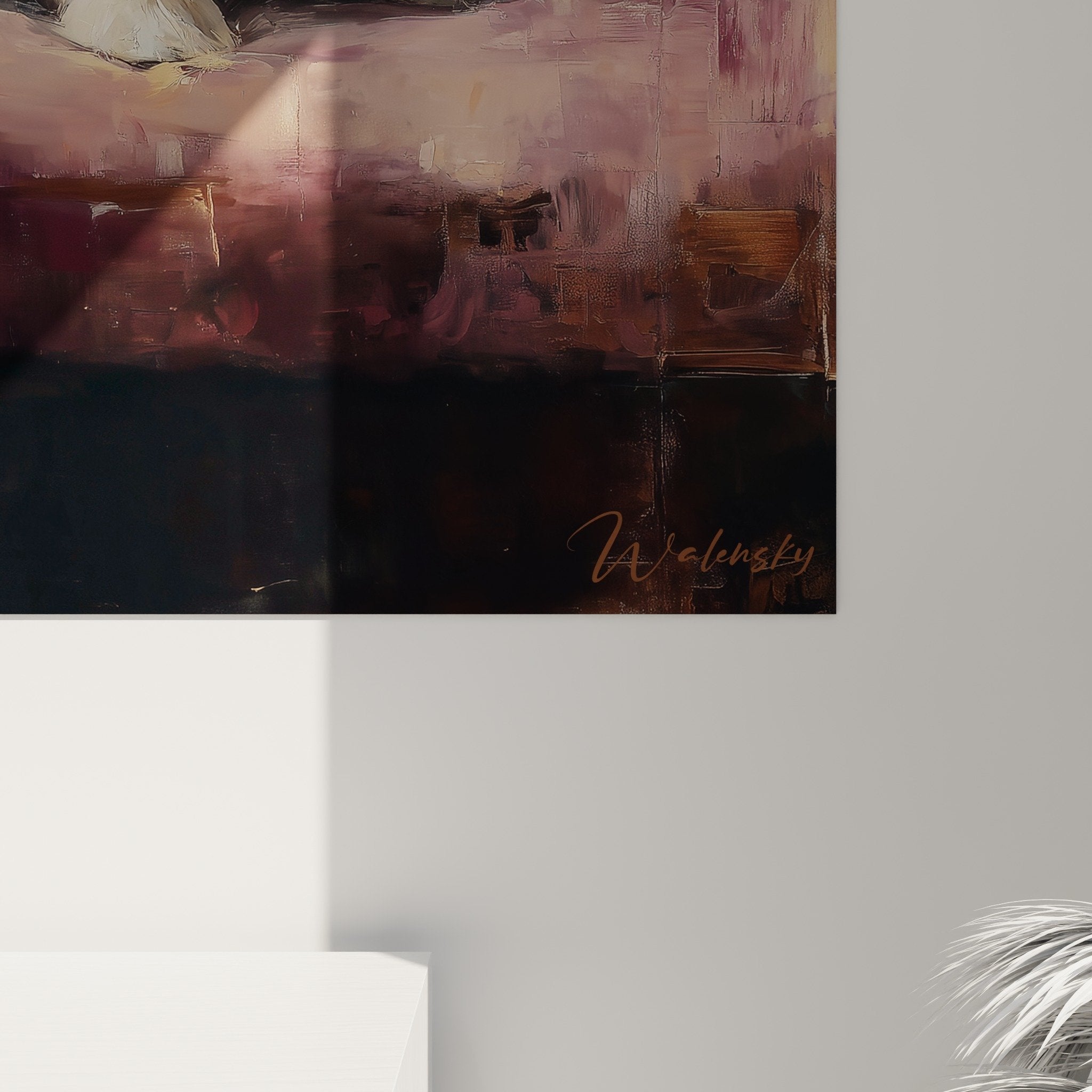 Vue d'ensemble du tableau Pékinois contemplatif dans un intérieur moderne et lumineux