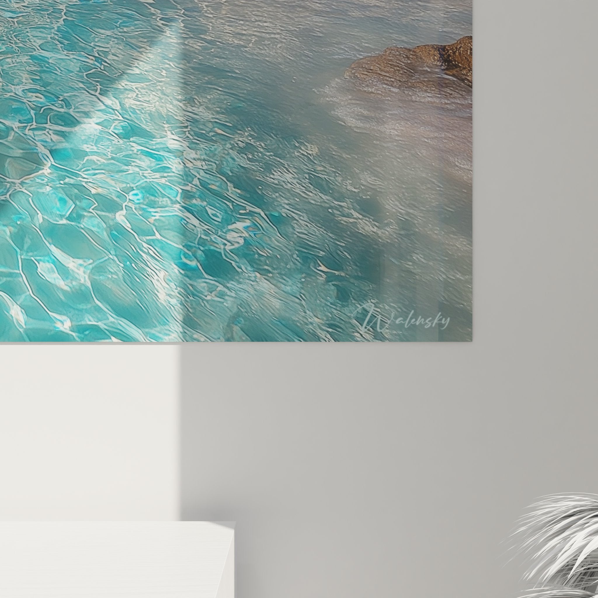 Vue ensemble tableau mural plage tropicale décoration intérieure paysage côtier paradisiaque