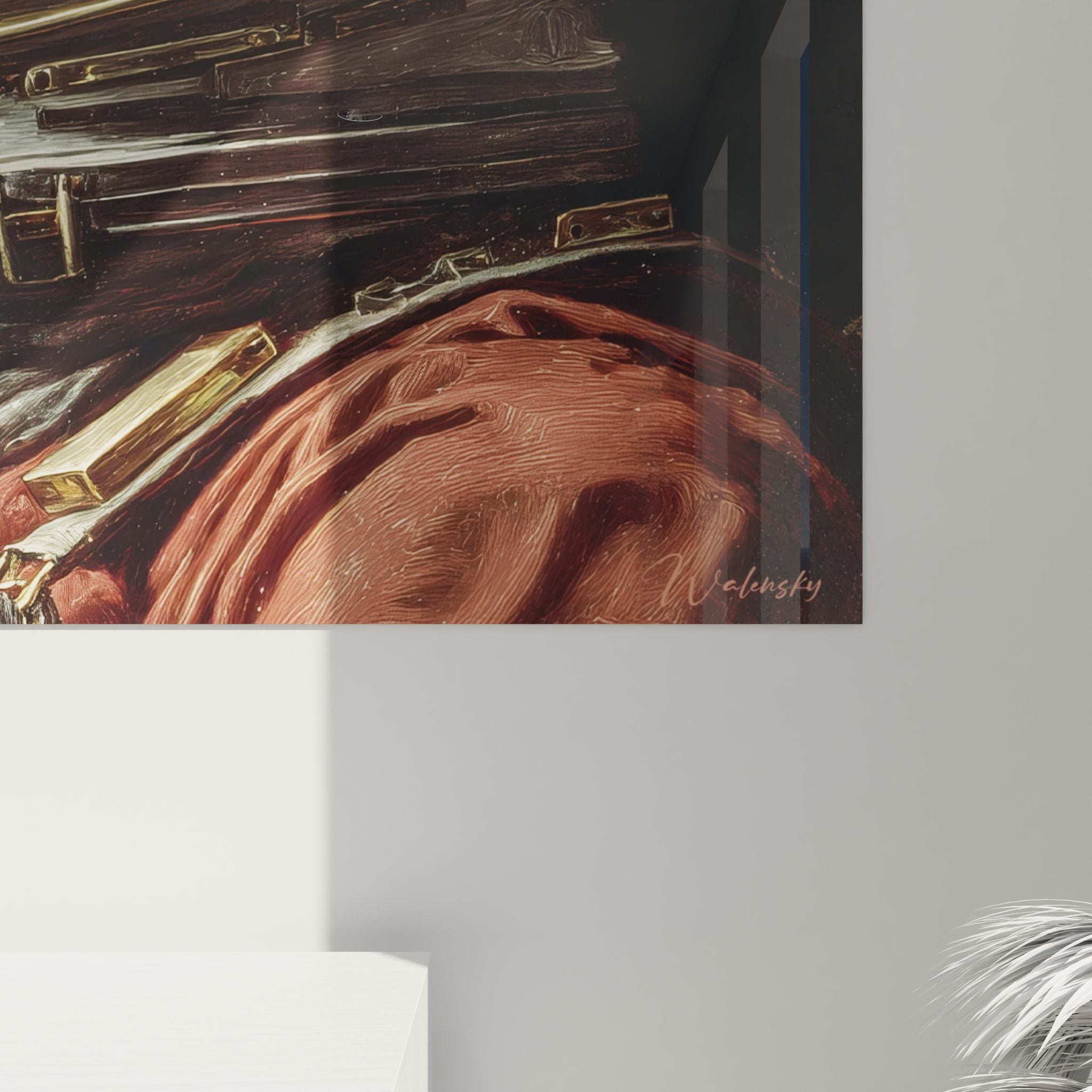 Vue ensemble tableau planétarium décoratif mural avec instruments science anciens et livres astronomie