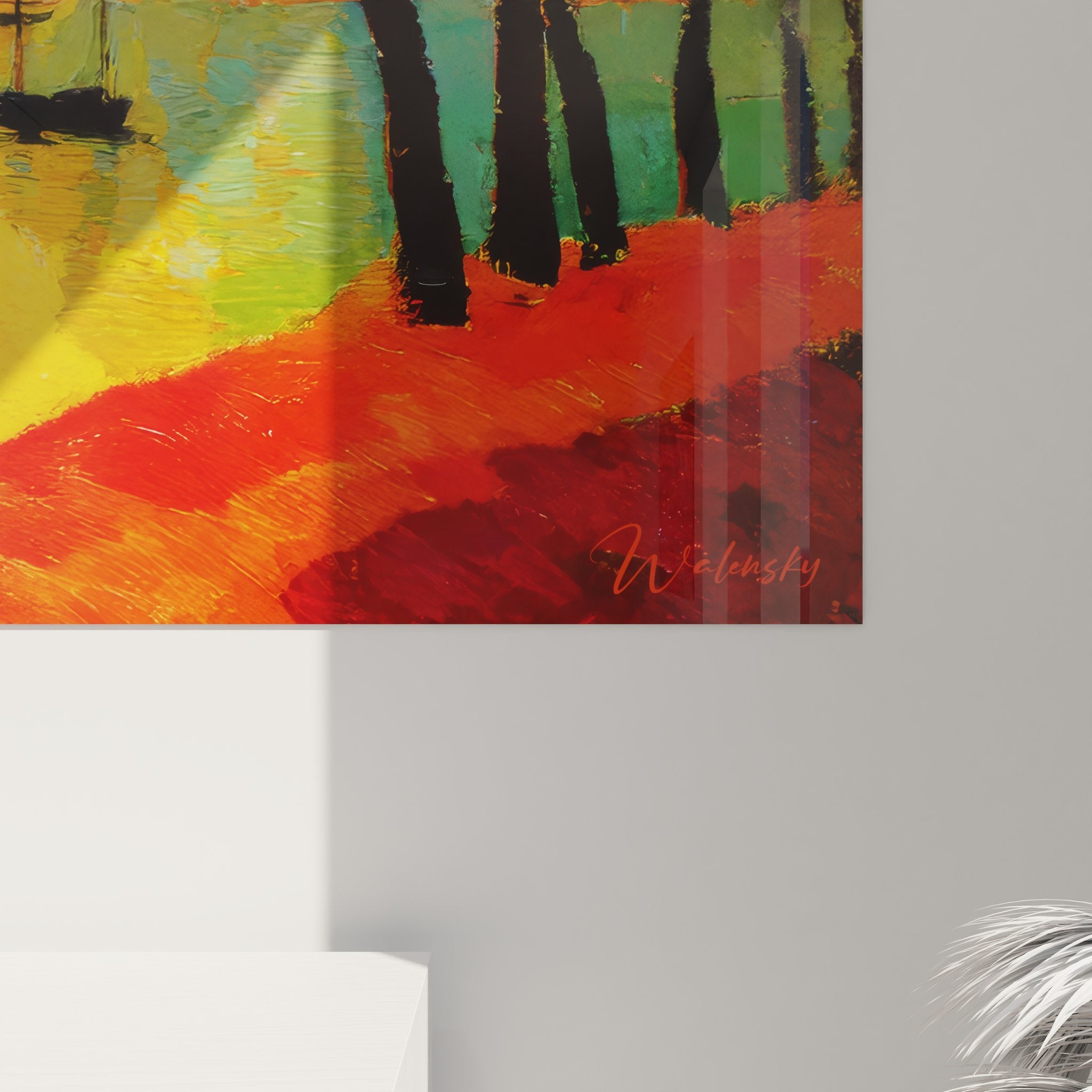 Vue d'ensemble du tableau port méditerranéen dans un intérieur moderne et lumineux