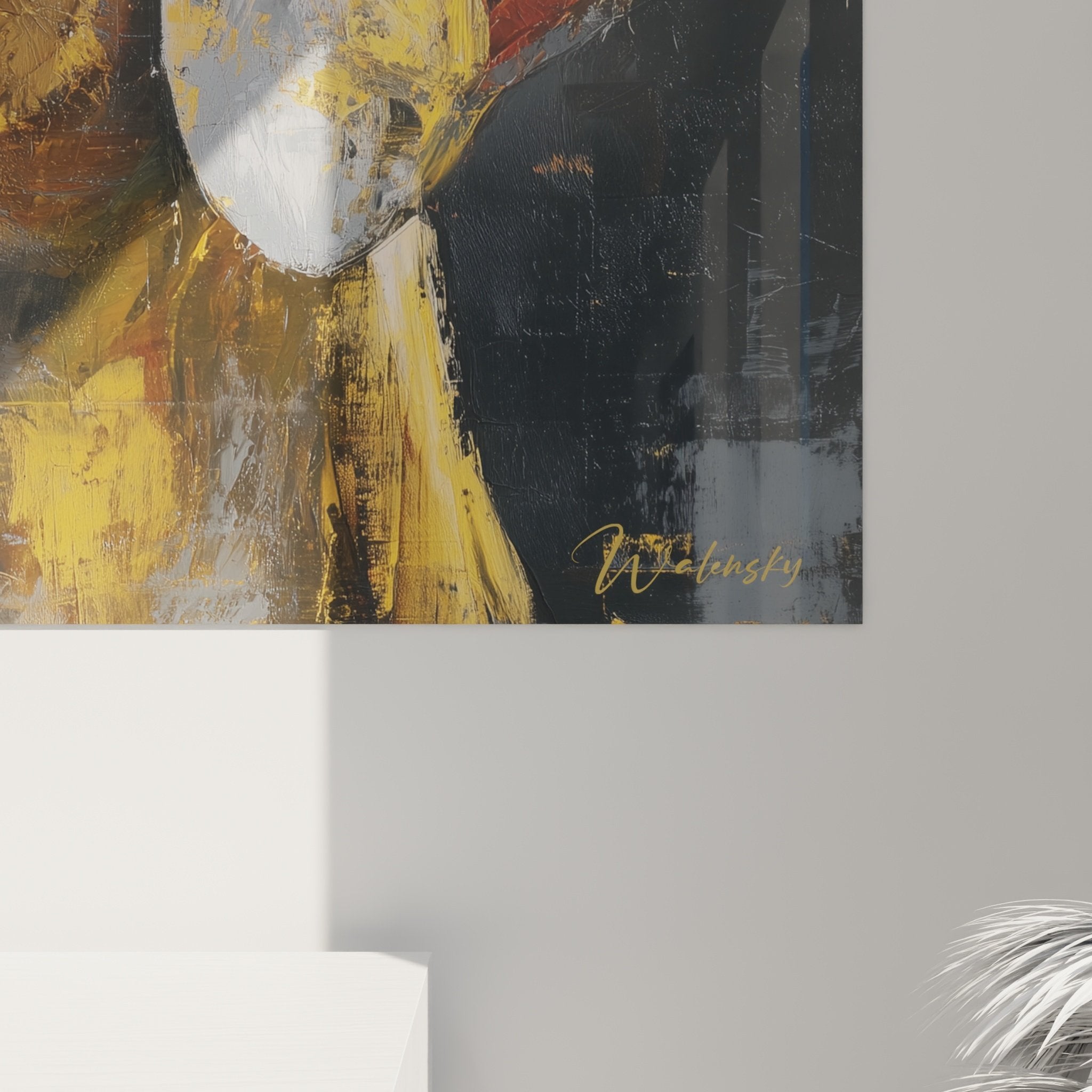 Vue d'ensemble du tableau portrait Rhodesian Ridgeback dans intérieur contemporain élégant