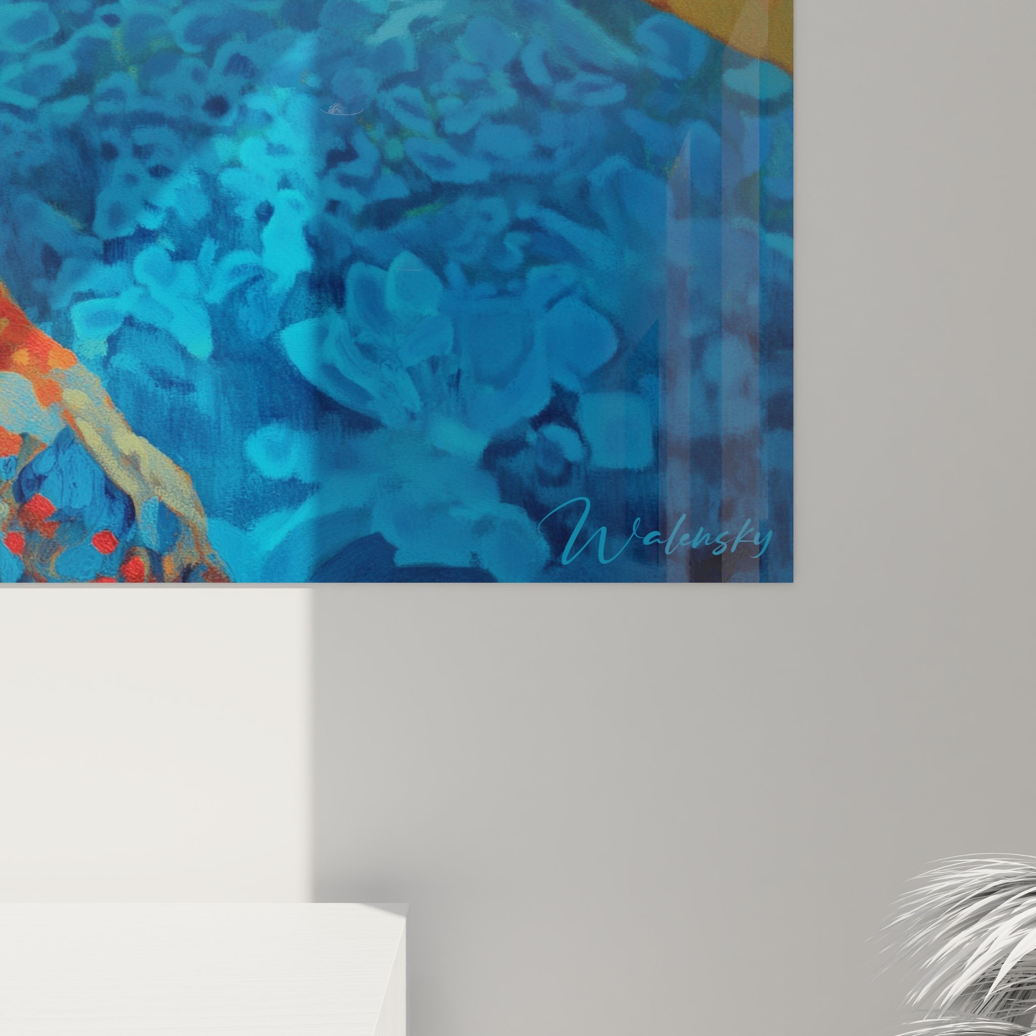 Vue ensemble tableau mural rivière montagne - art décoratif nature couleurs chaudes édition Volcan