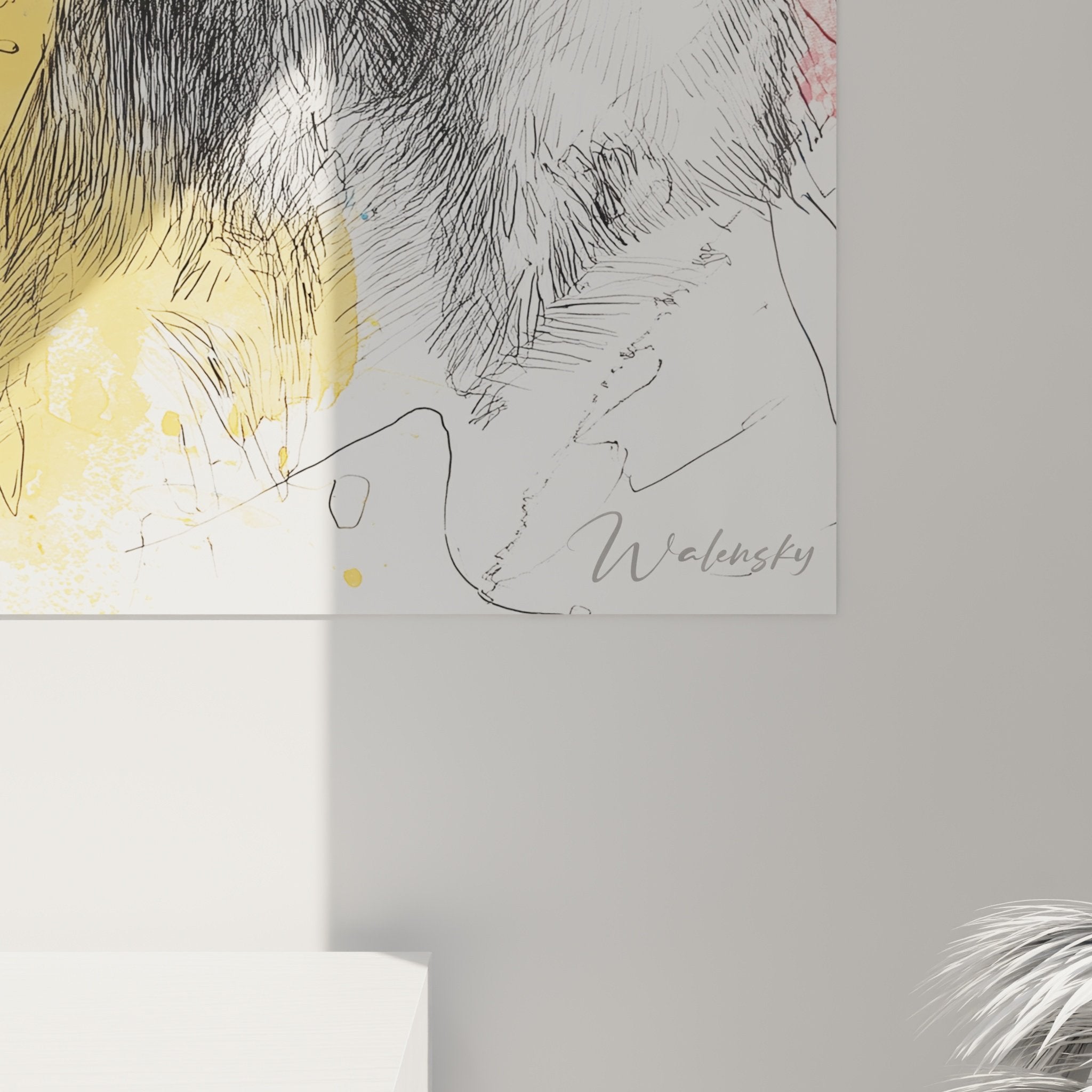 Vista d'insieme quadro murale Schnauzer arte contemporanea colori pastello decorazione interna