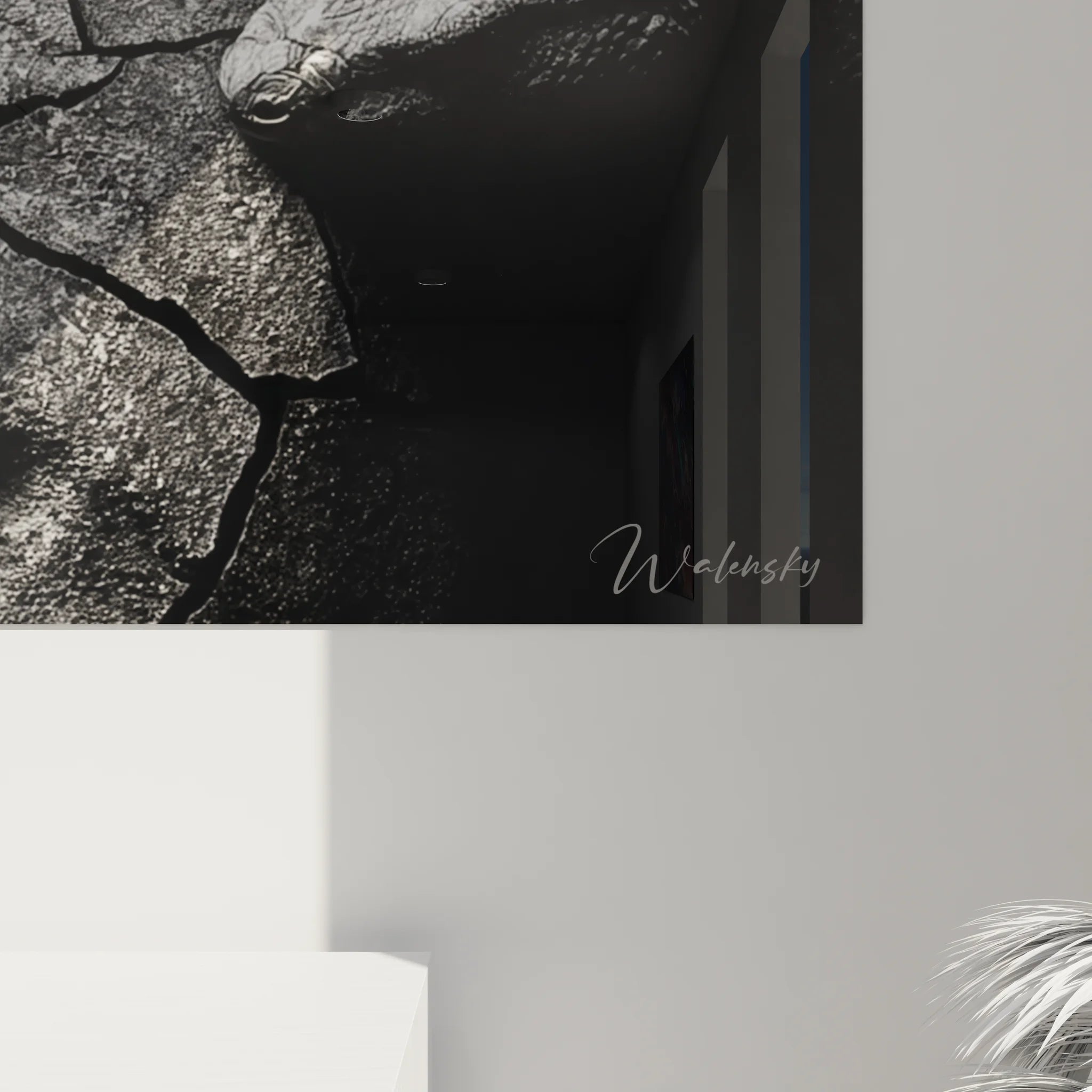 Vue d'ensemble du tableau serpents entrelacés dans salon moderne