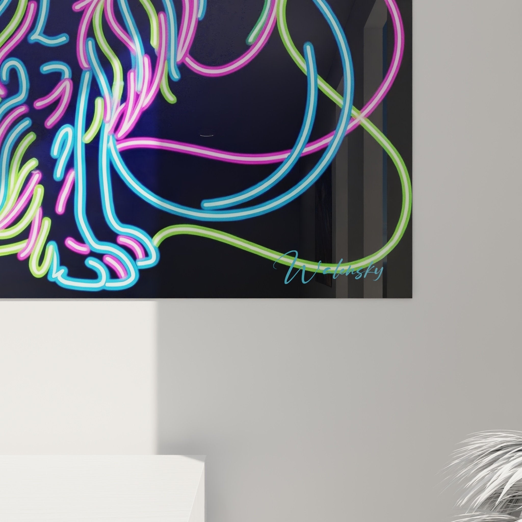 English setter neon multicolor wall art painting contemporary luminous mural decoration overview