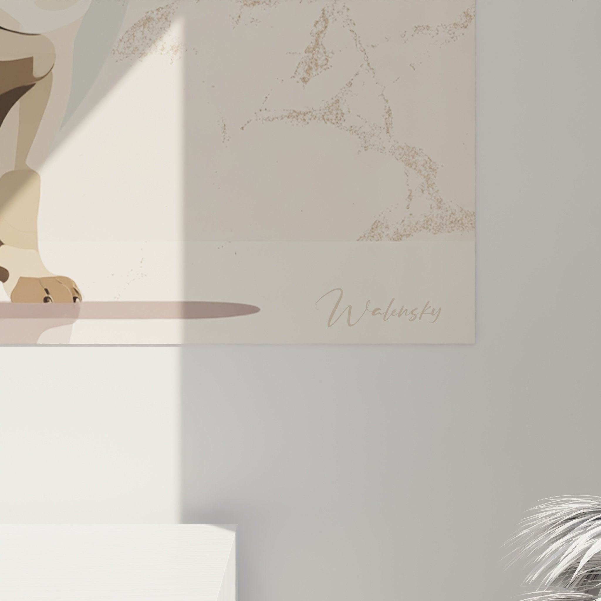 Vue d'ensemble du tableau Shar Pei beige dans un intérieur moderne avec éclairage naturel