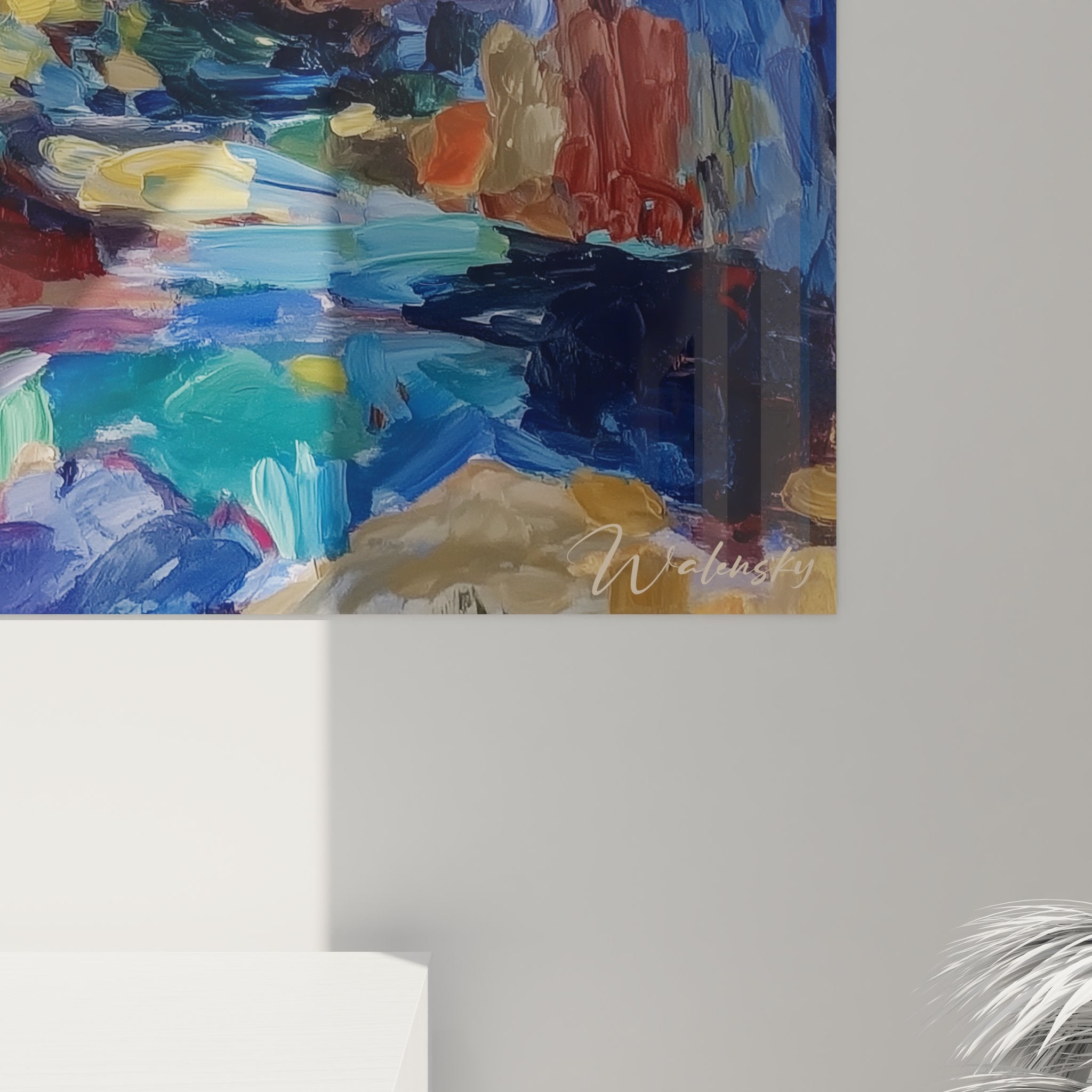 Vue ensemble tableau mural spéléologie, peinture caverne mystérieuse illuminée décoration grottes naturelles