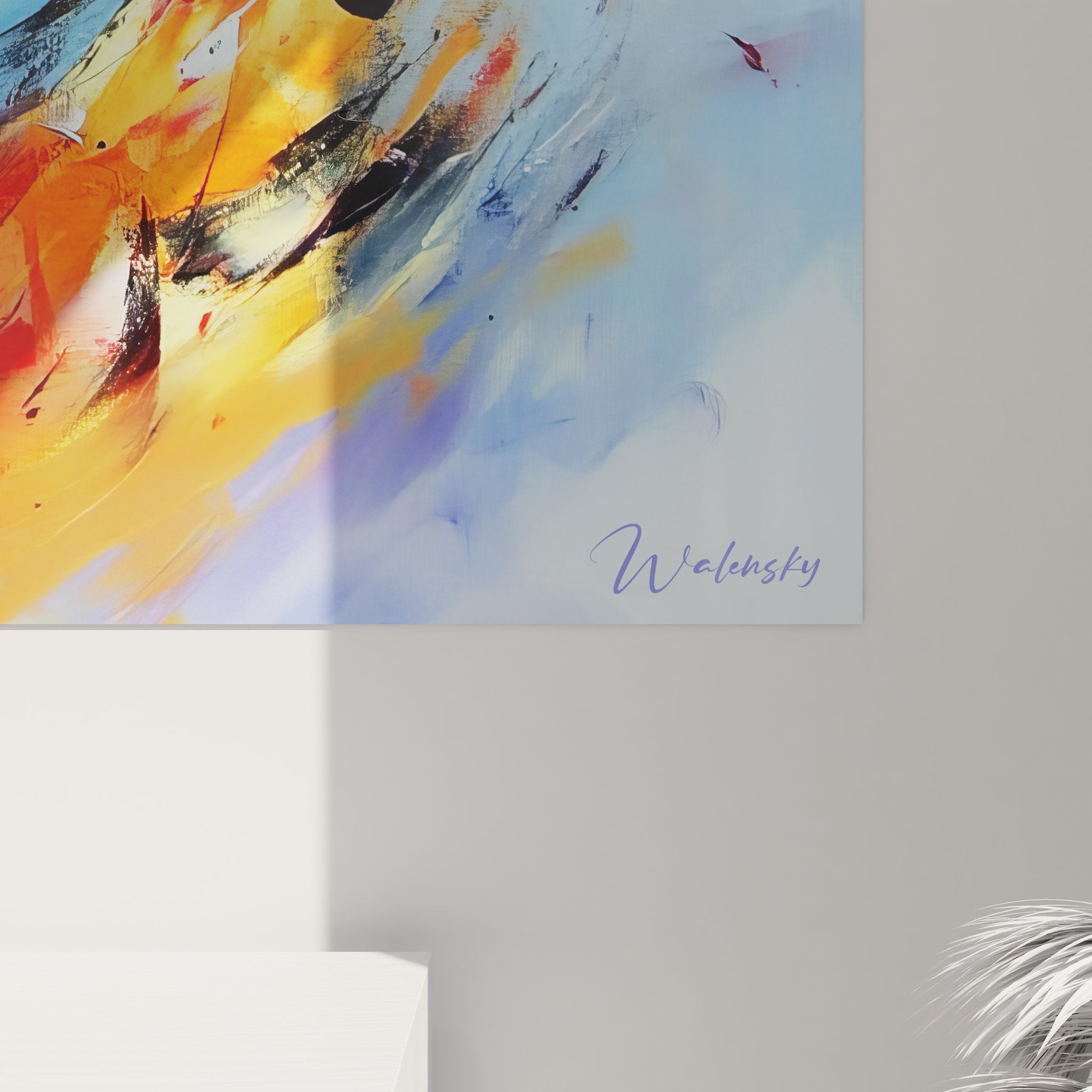 Vue ensemble tableau mural spirale abstrait composition colorée art moderne