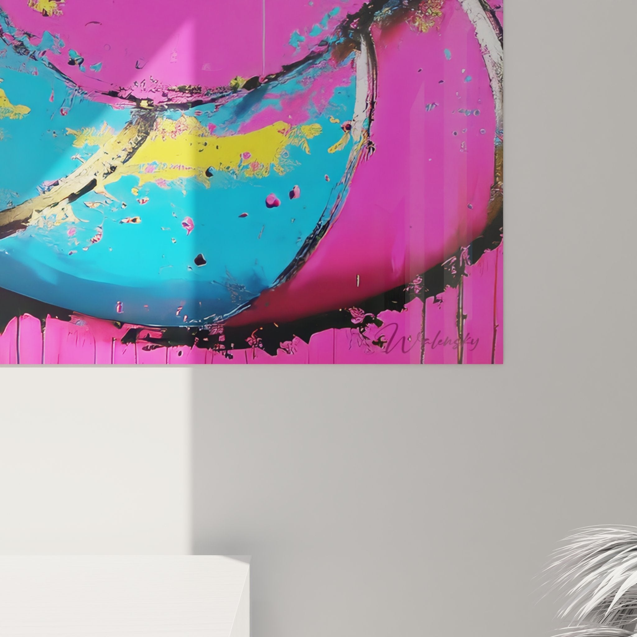 Vue ensemble tableau spirale abstraite multicolore art mural moderne décoration contemporaine