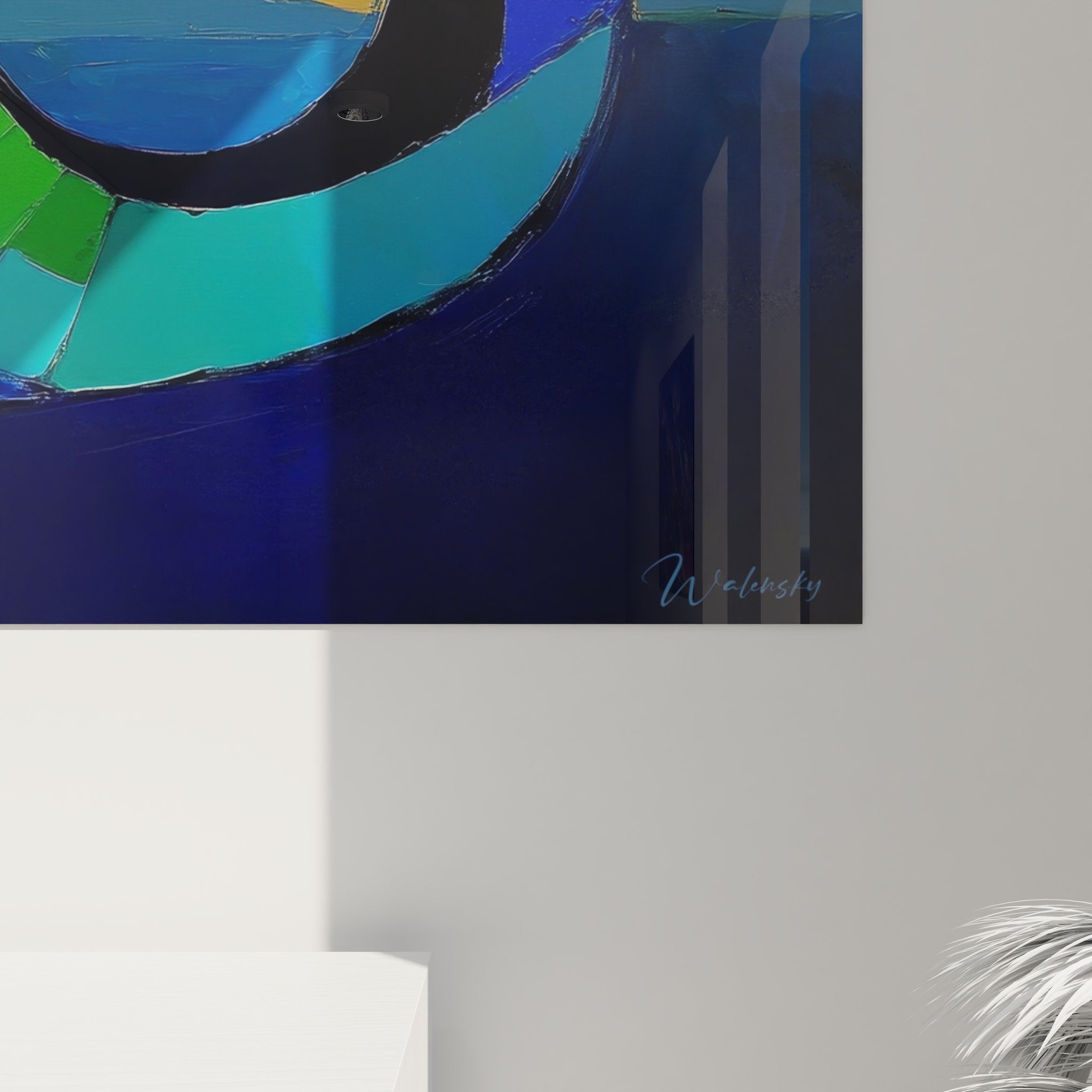 Vue ensemble tableau spirale colorée art mural abstrait décoration intérieure moderne