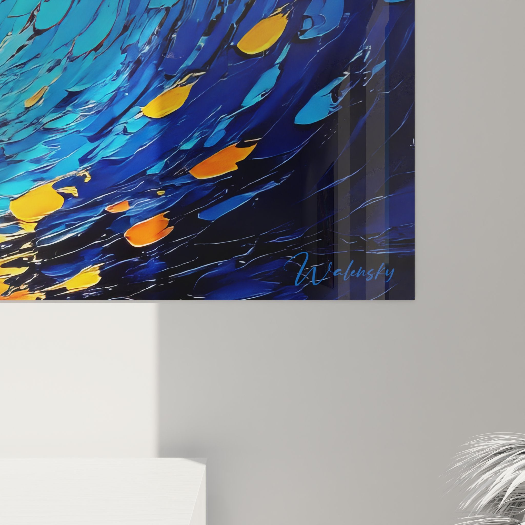 Vue ensemble tableau spirale cosmique abstraite art contemporain décoration intérieure