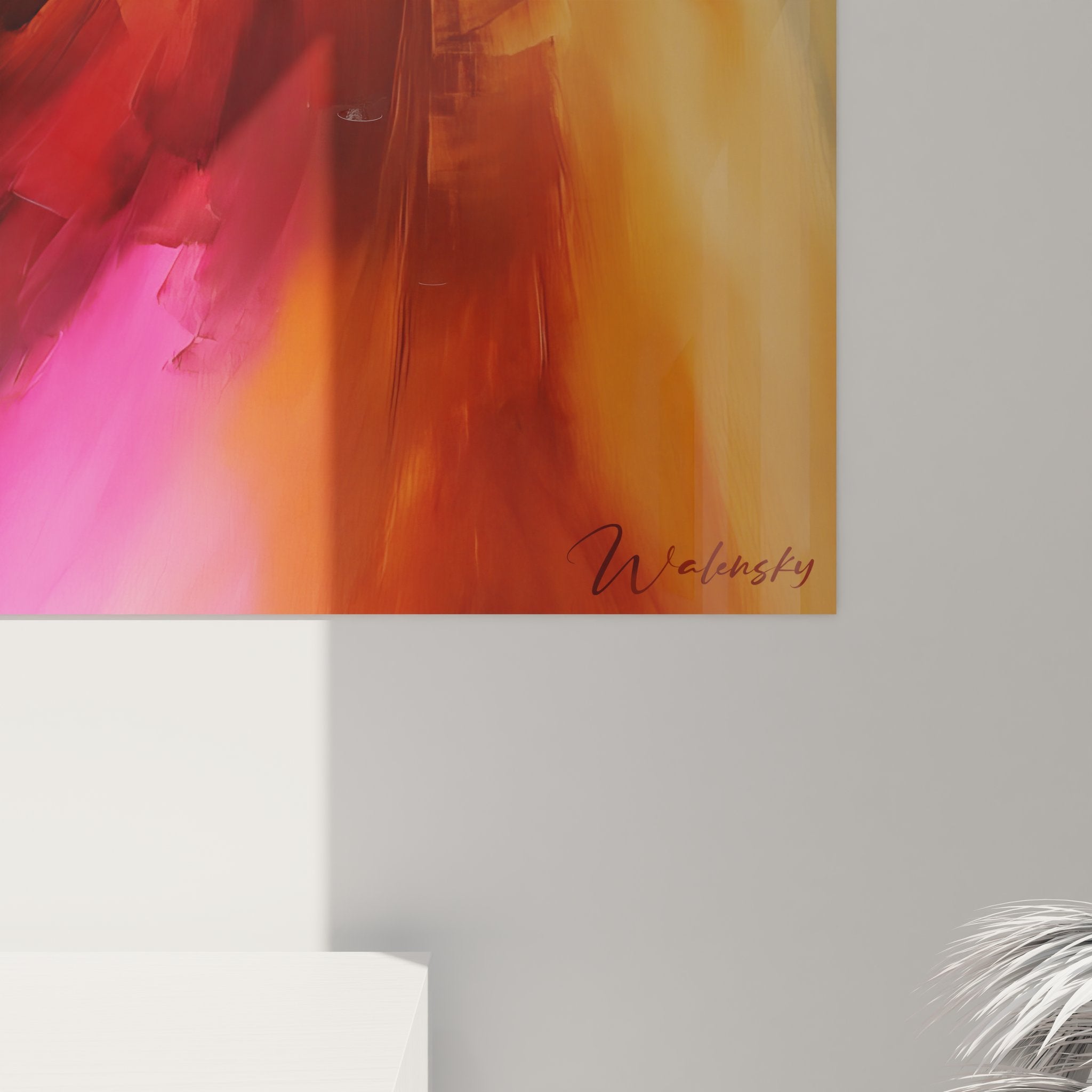 Vue ensemble tableau mural spirale dynamique, art abstrait coloré décoration moderne