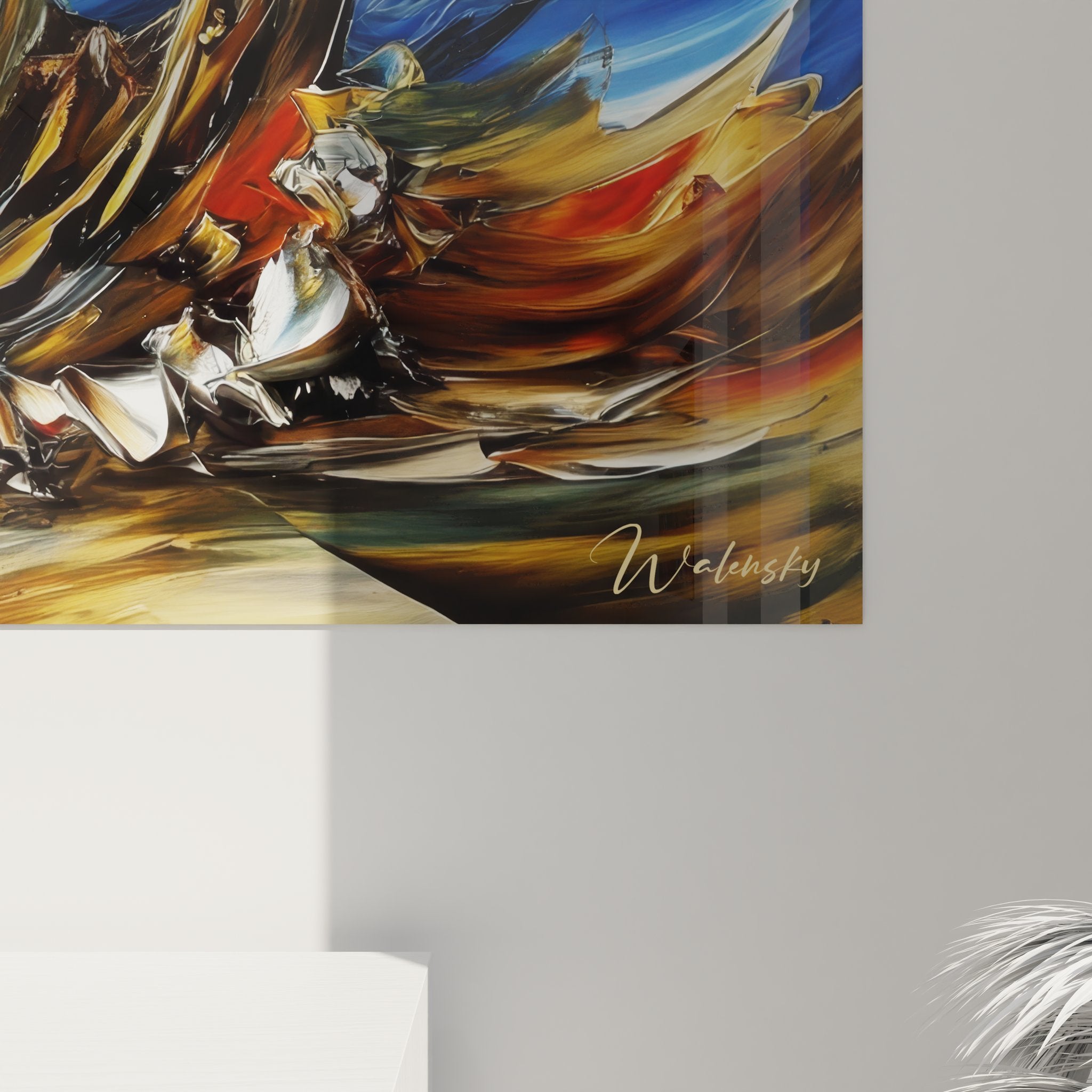 Vue ensemble tableau mural spirale énergétique abstraite art moderne décoration intérieure